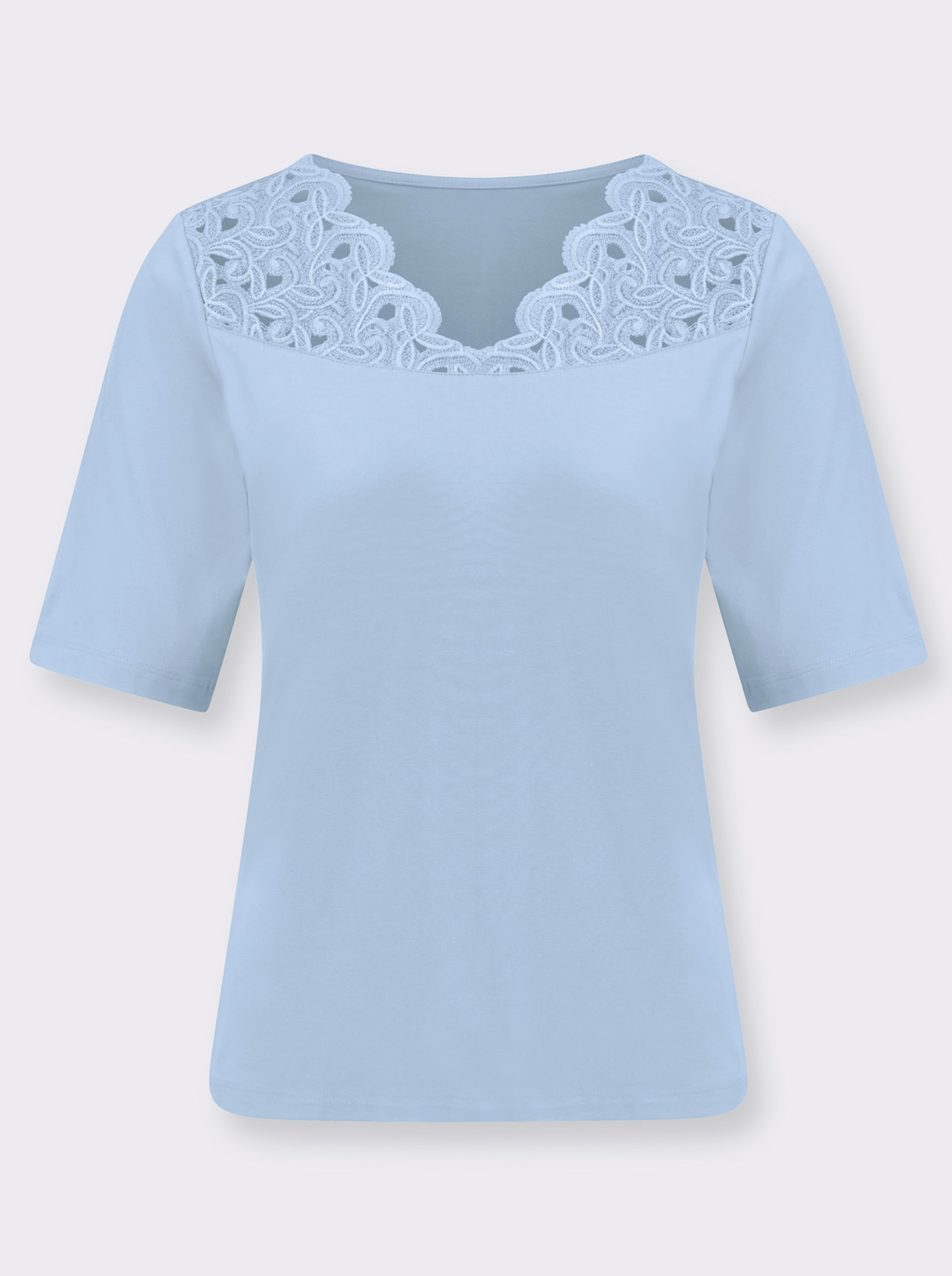 Spitzenshirt - eisblau