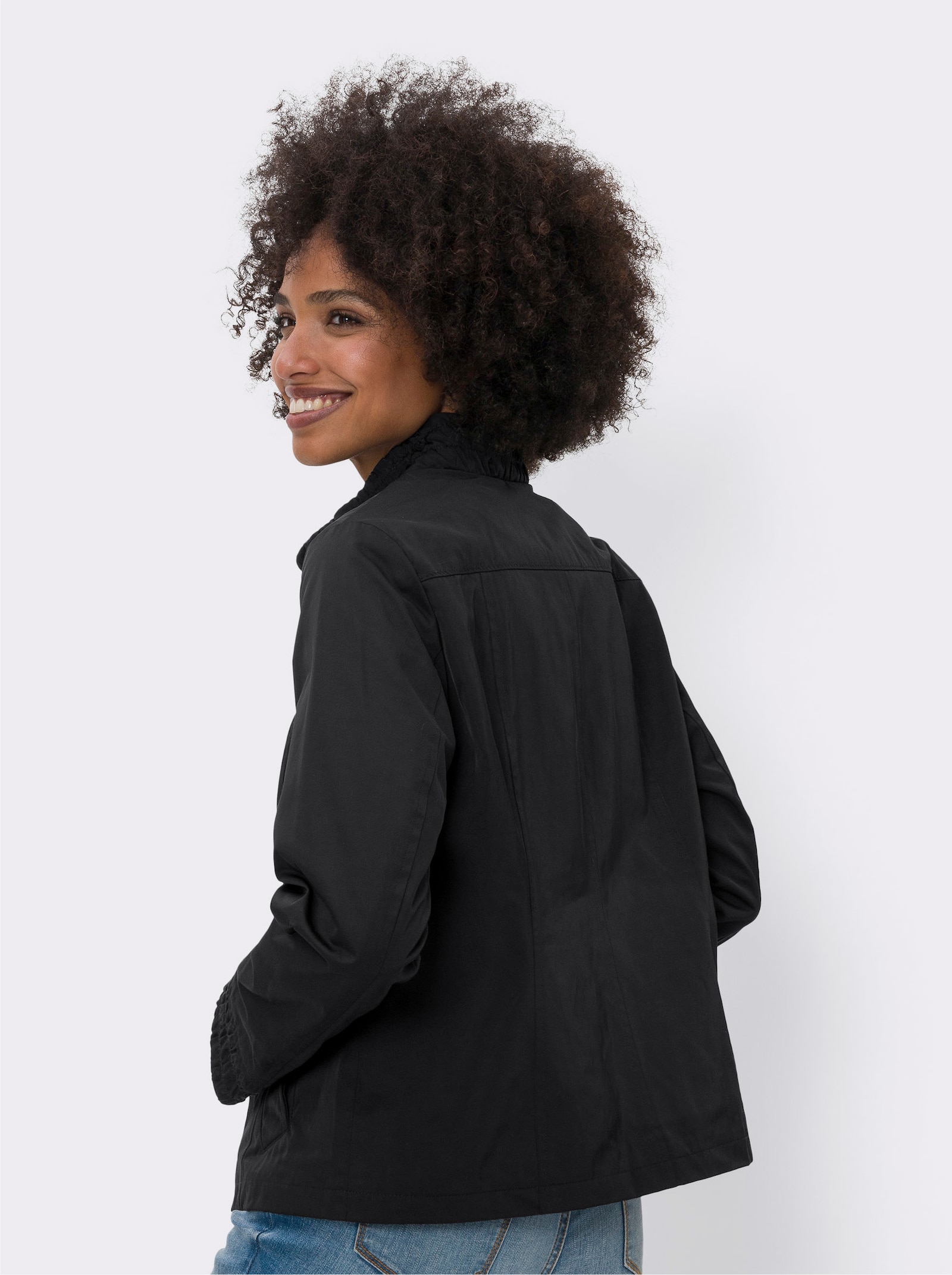 heine Übergangsjacke mit Smok-Abschlüssen - schwarz