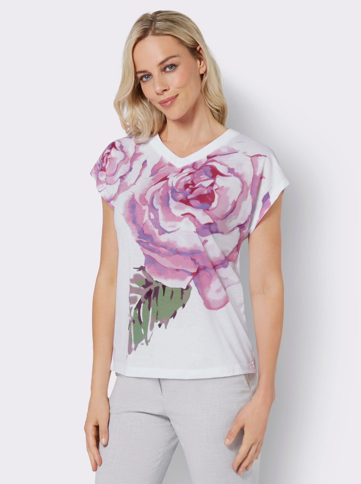 Shirt met capuchon - wit geprint