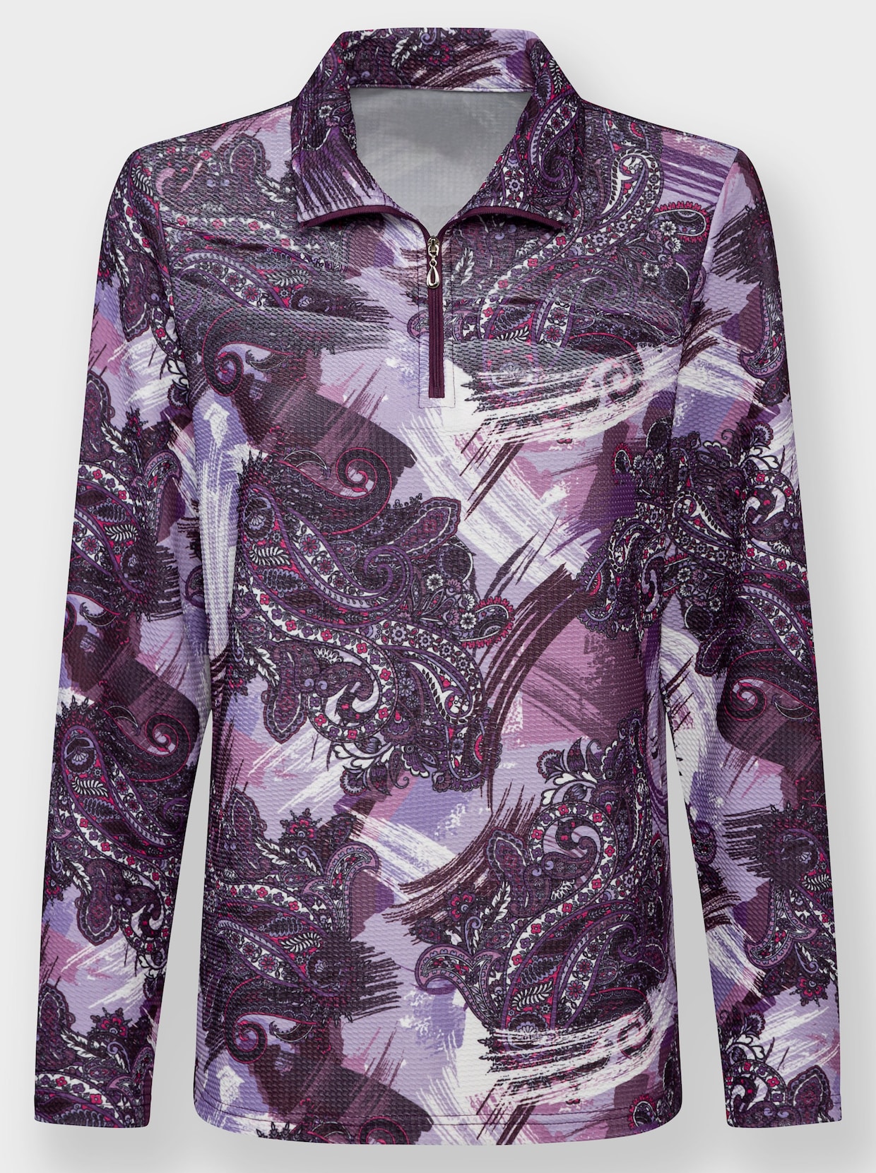 Winter-Shirt - lavendel-ecru-bedruckt