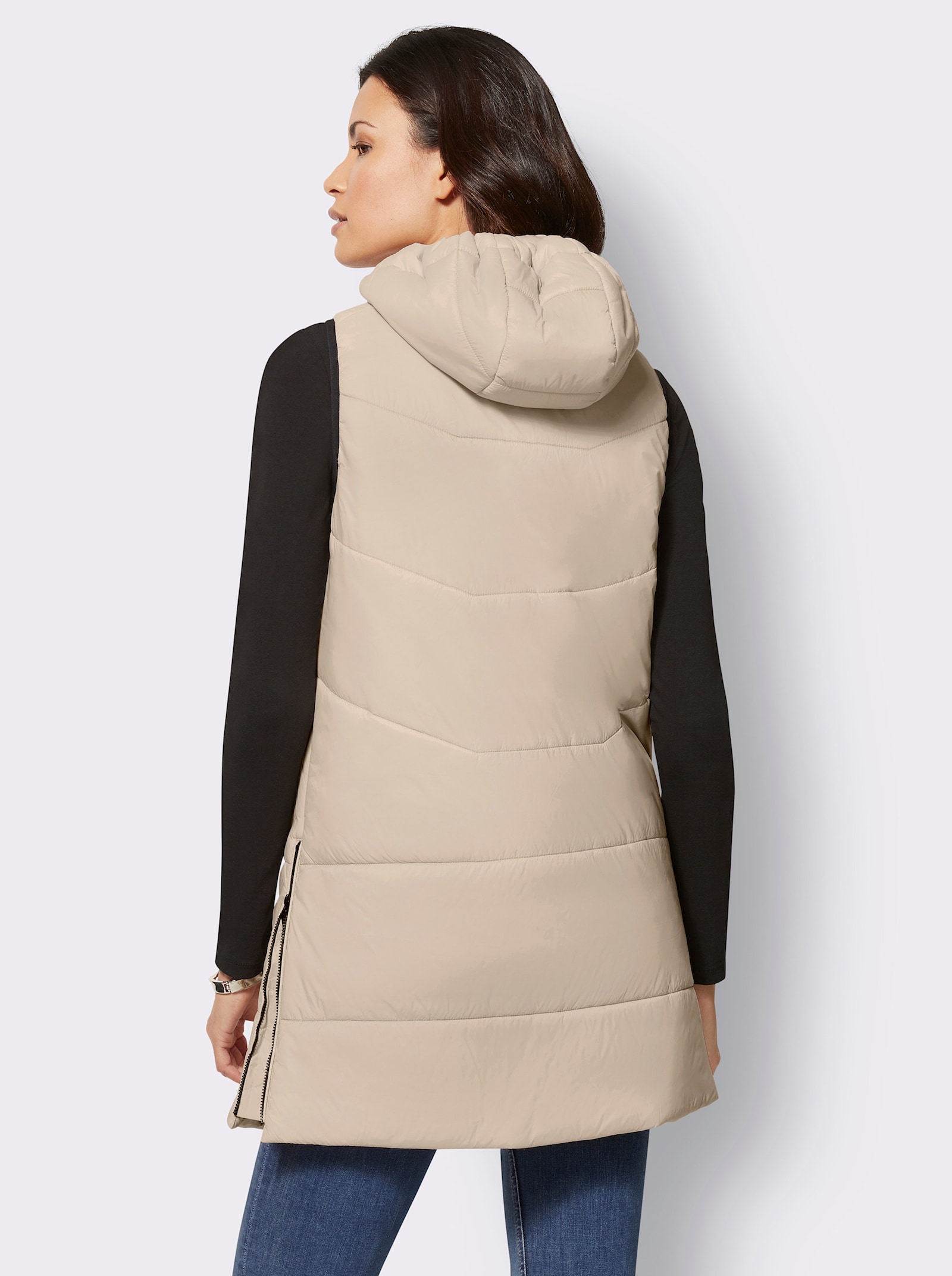 Steppweste in Longform, warm wattiert - sand