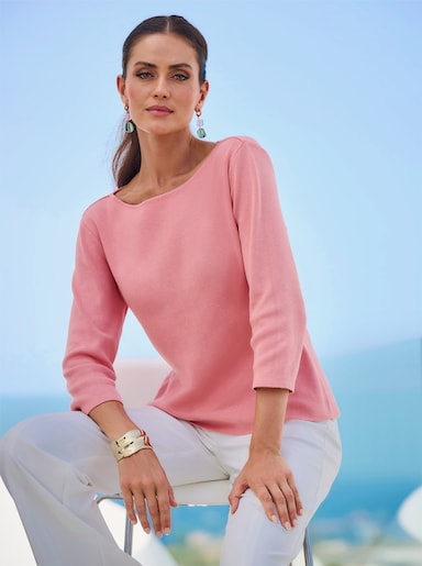 heine 3/4-Arm-Pullover mit raffiniertem Rücken-Ausschnitt - rosenquarz