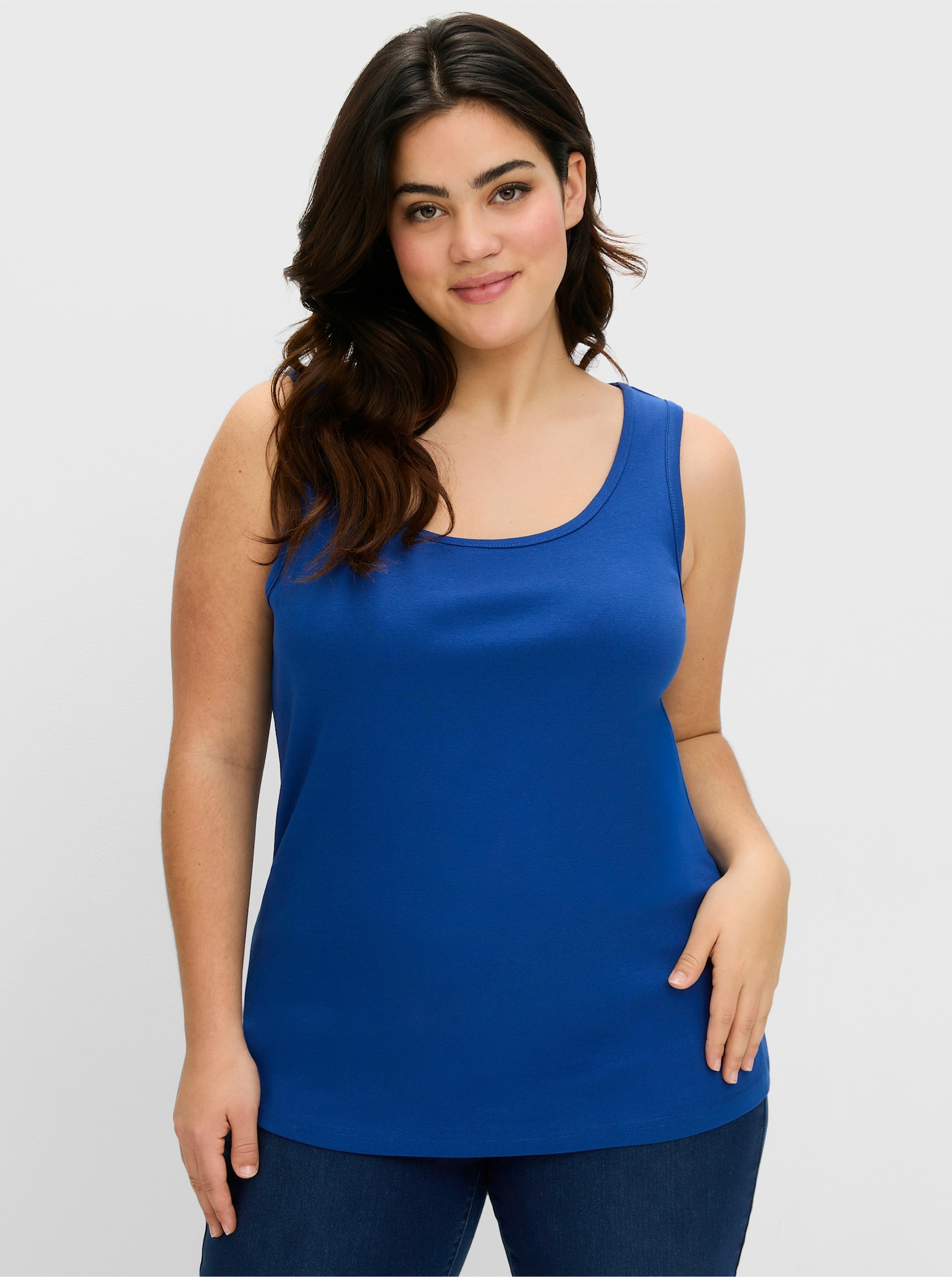 sheego Tanktop in Rippqualität - blaubeere