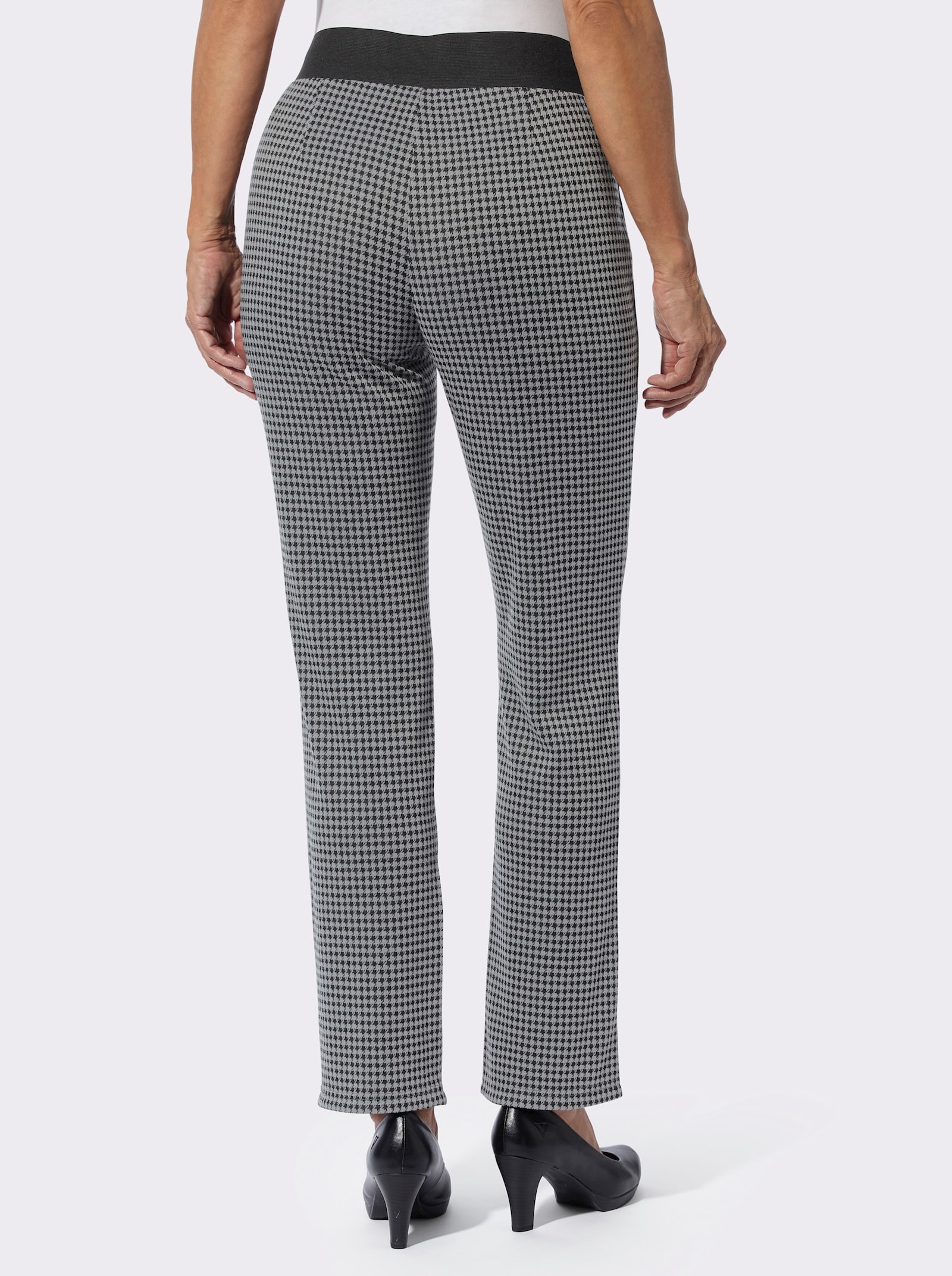 Jerseyhose in unterschiedlichen Dessins - schwarz-steingrau Pepita