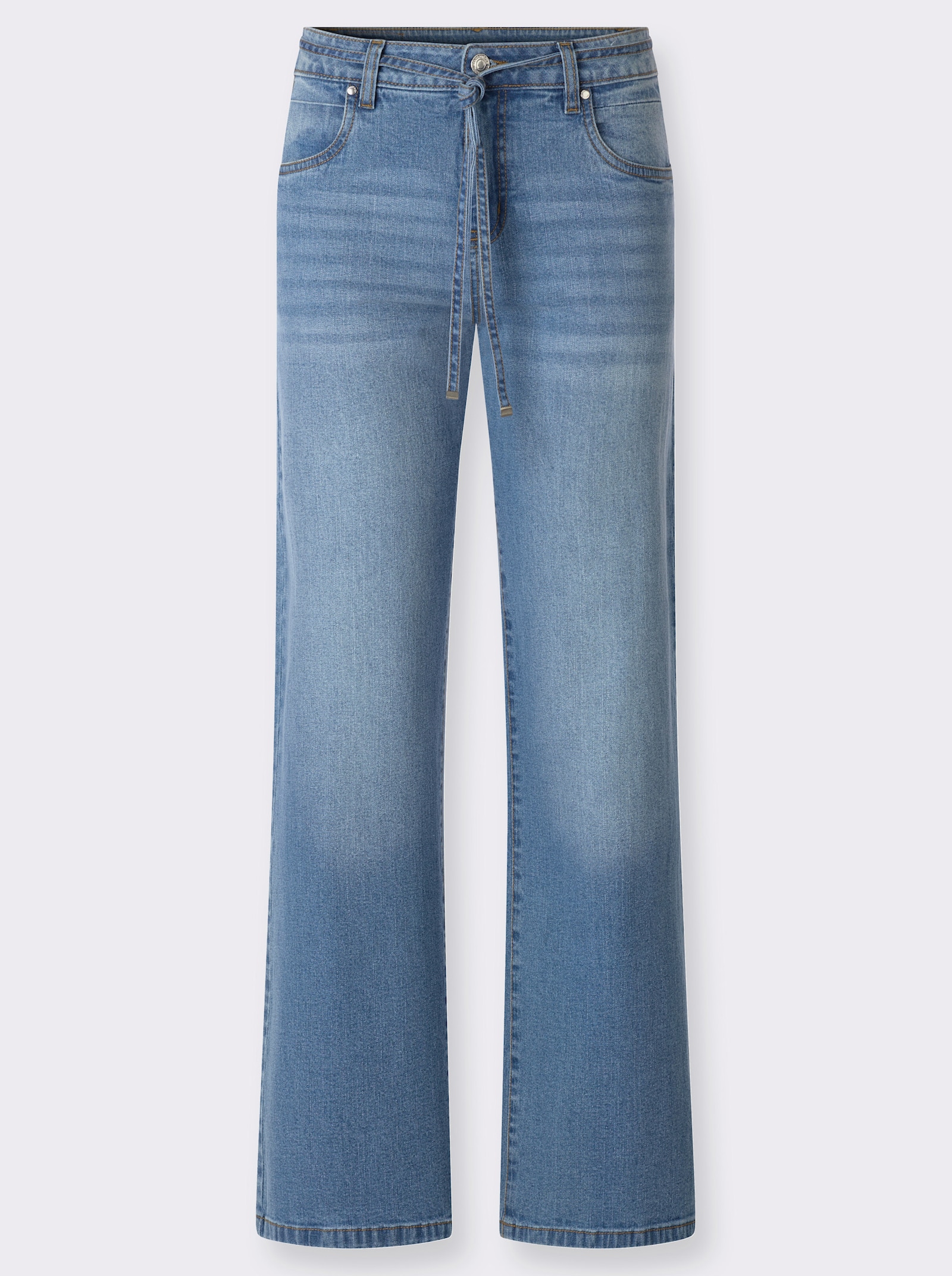 Jeans mit Bindegürtel - blue-bleached