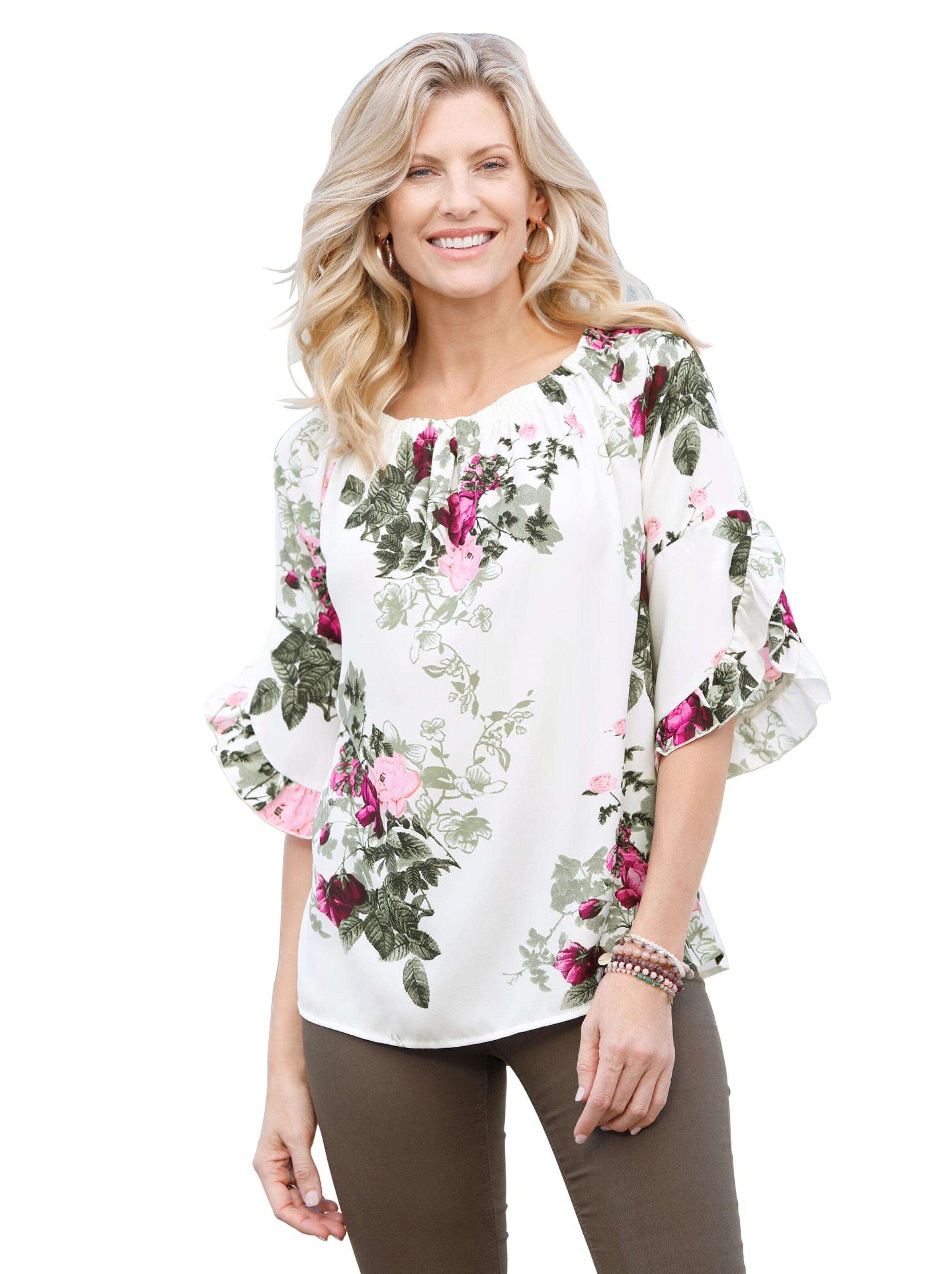 Bluse - ecru-bedruckt