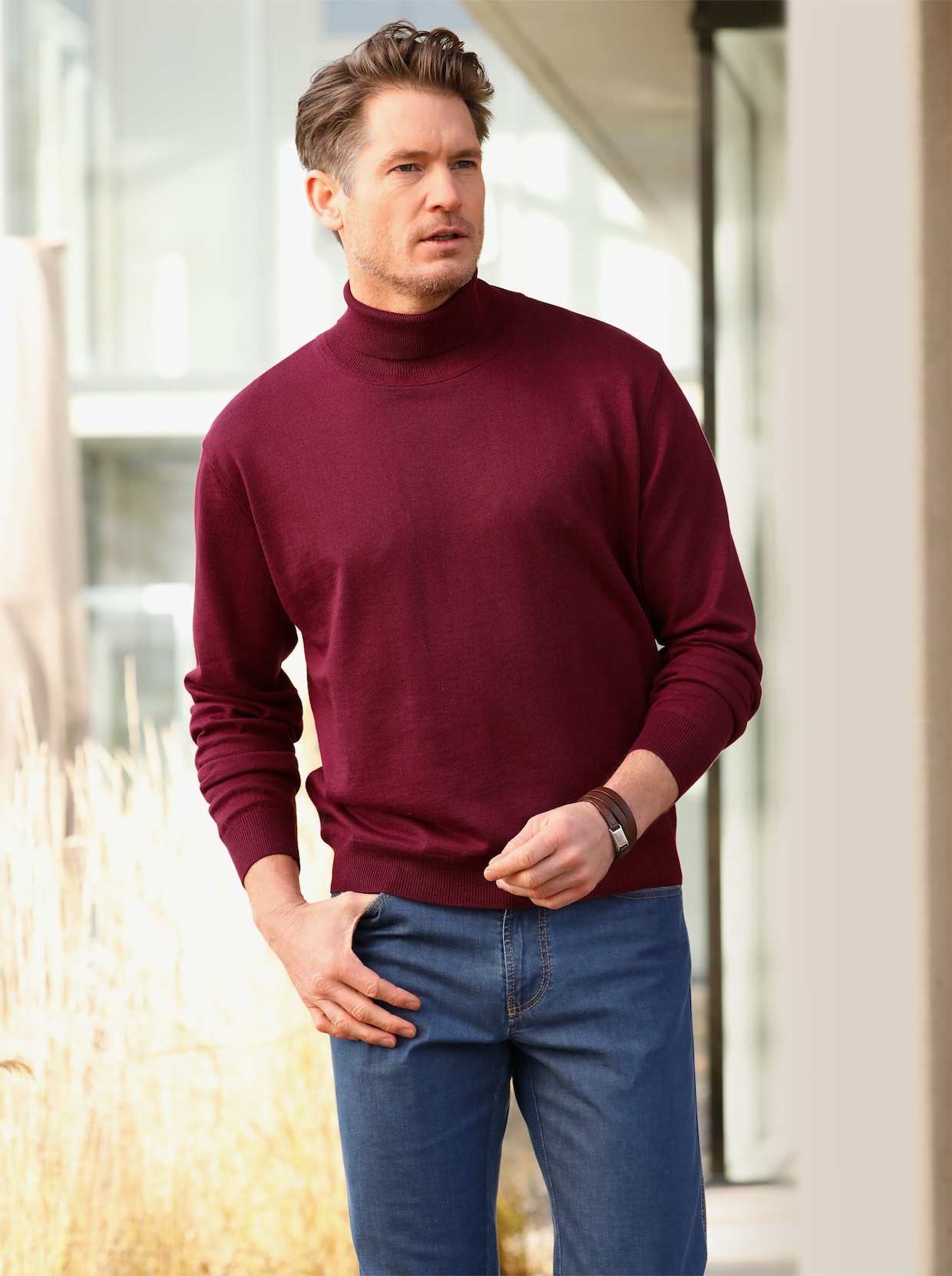 Marco Donati Rollkragen-Pullover - dunkelrot