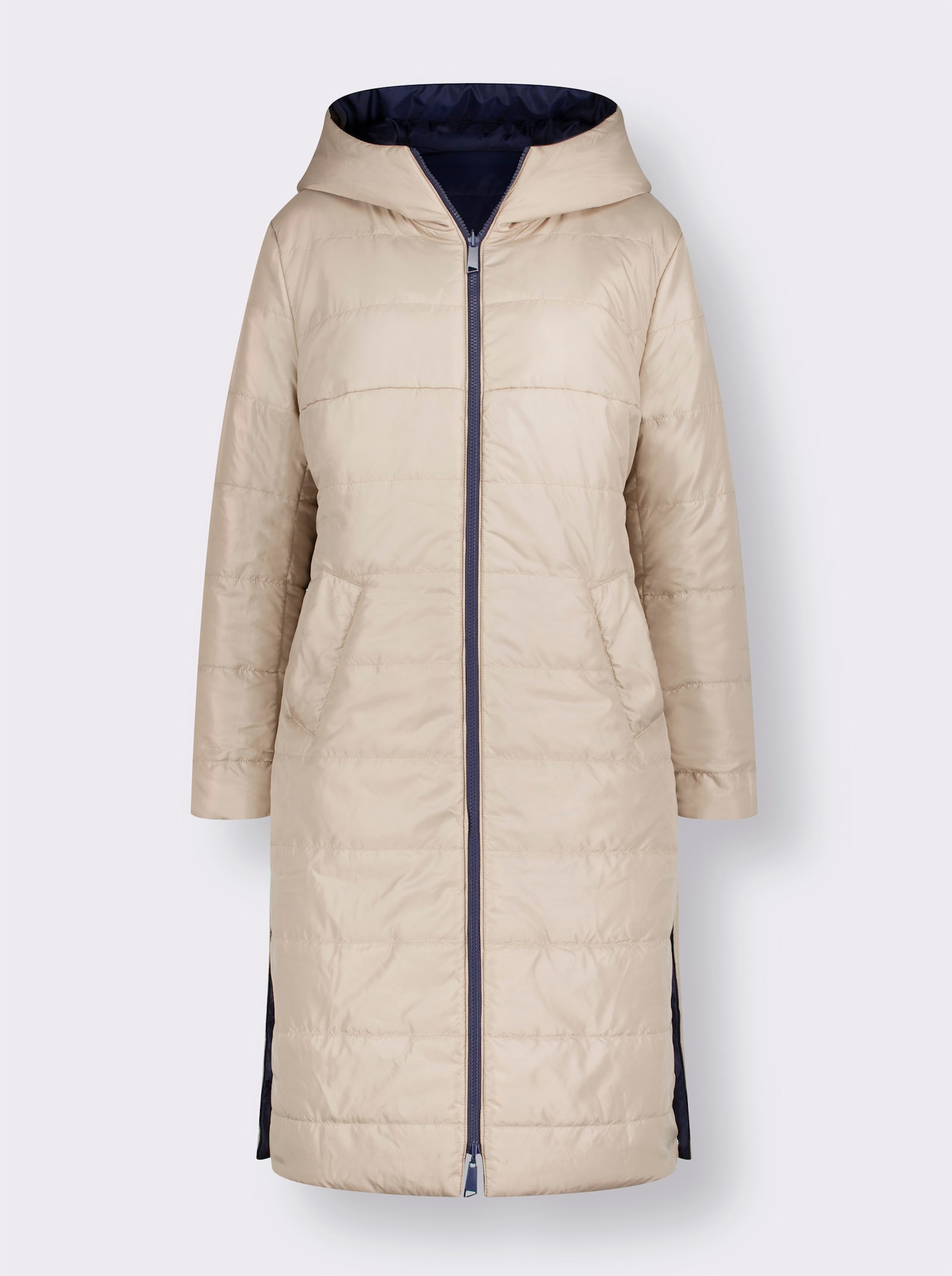 Steppmantel zum Wenden, wattiert - marine-beige