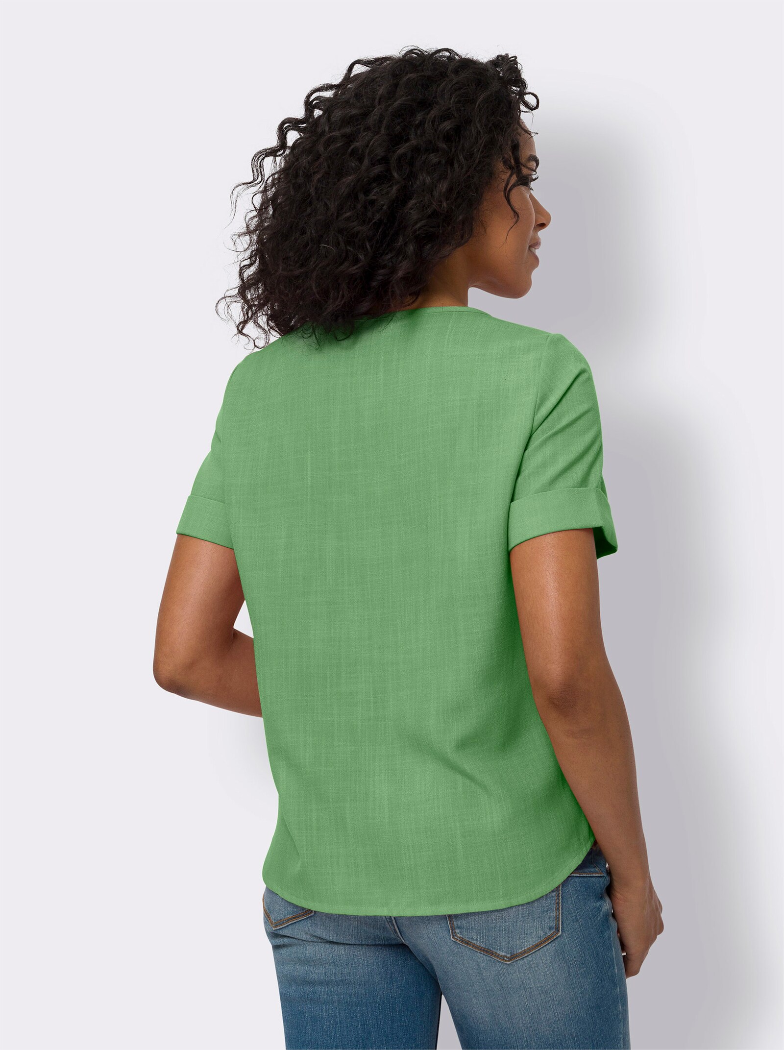 Bekväm blus i linnelook, lättskött - äpple