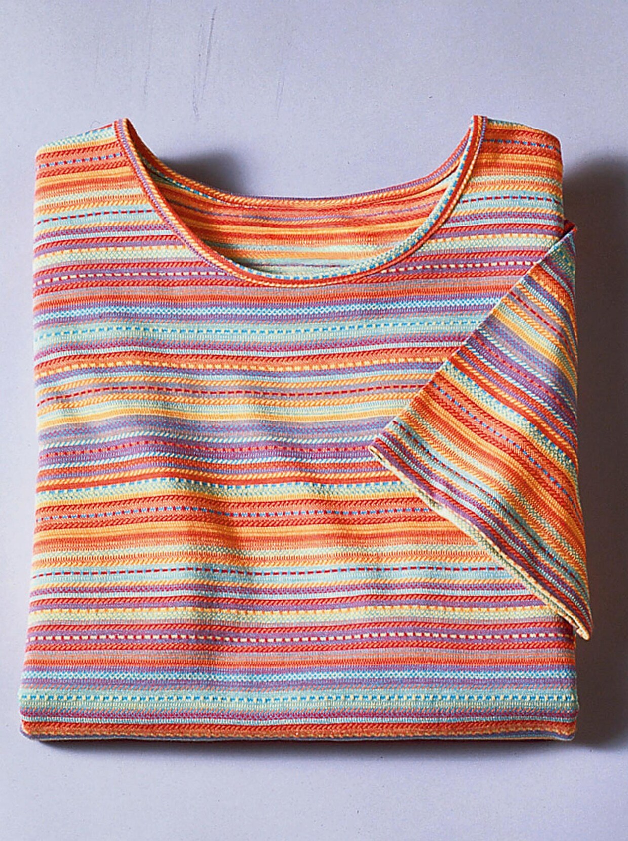 Kurzarmshirt - orange-grün