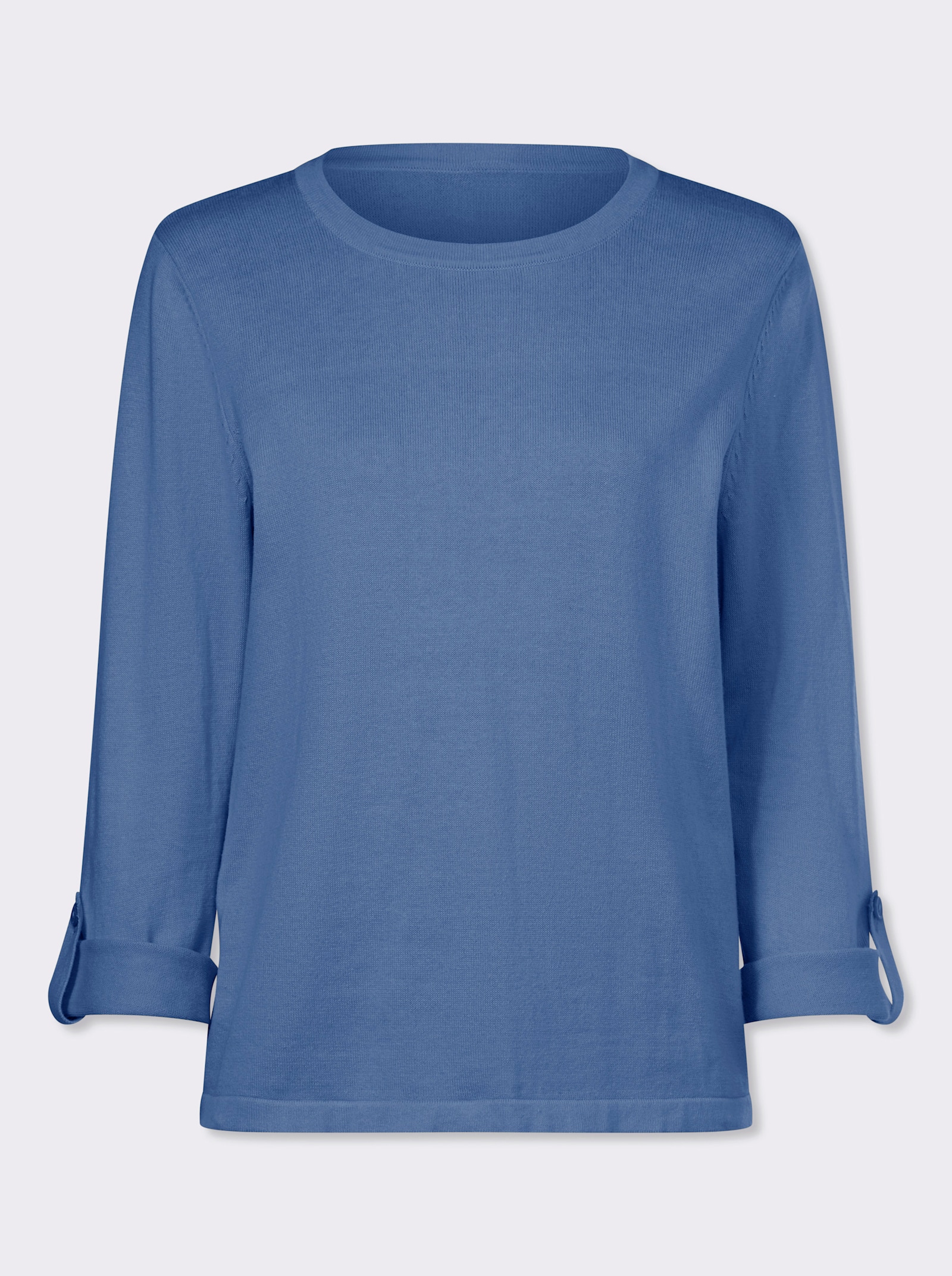 Pullover met 3/4-mouwen van puur katoen - middenblauw