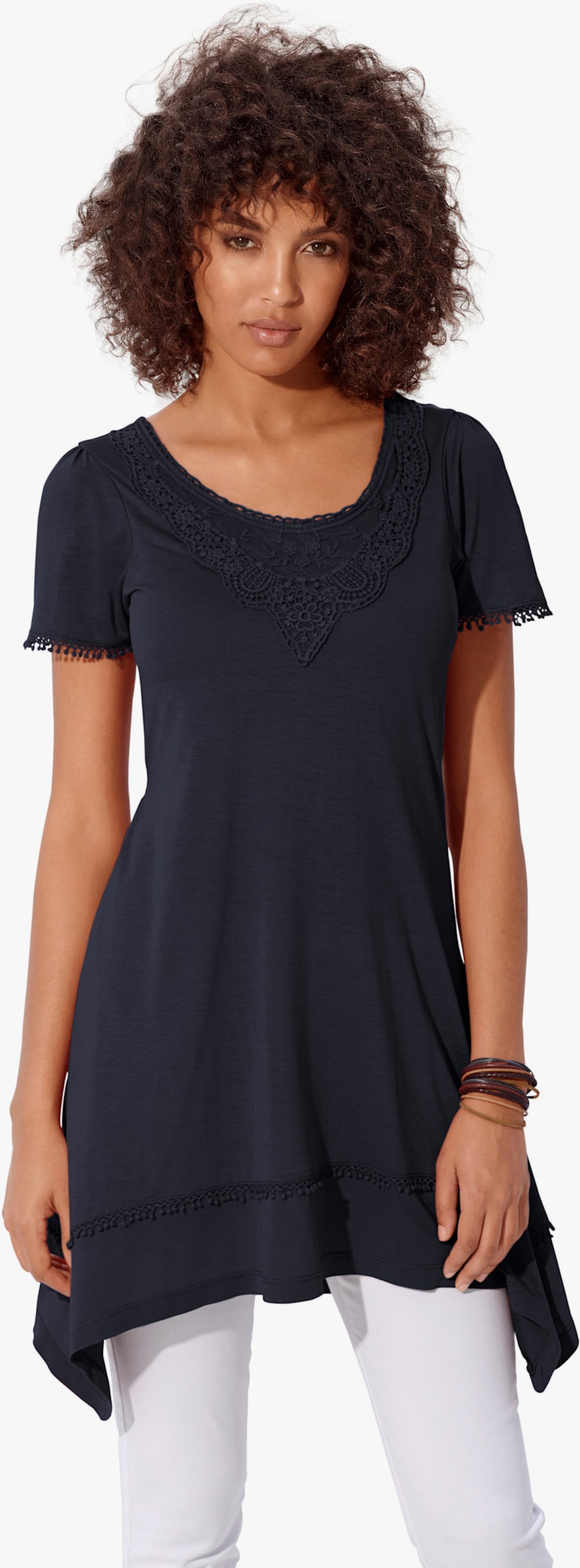 heine Longshirt mit Zipfelsaum - marine