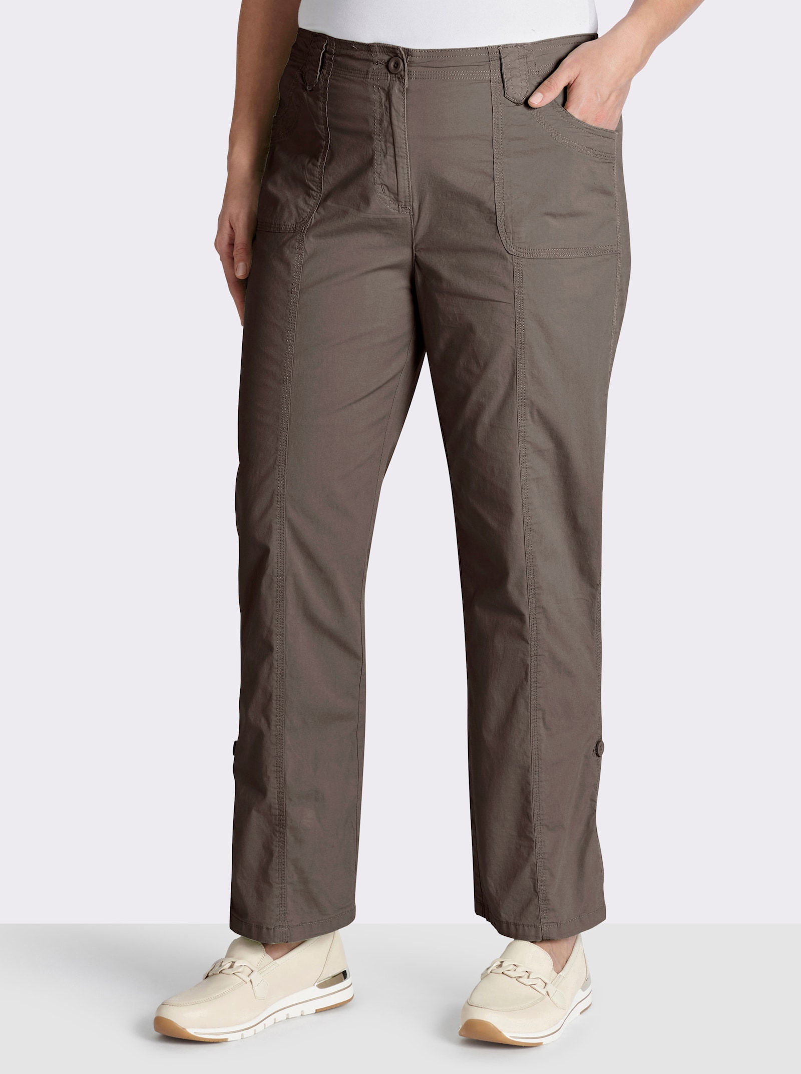 Hose mit krempelbaren Beinen - dunkeltaupe