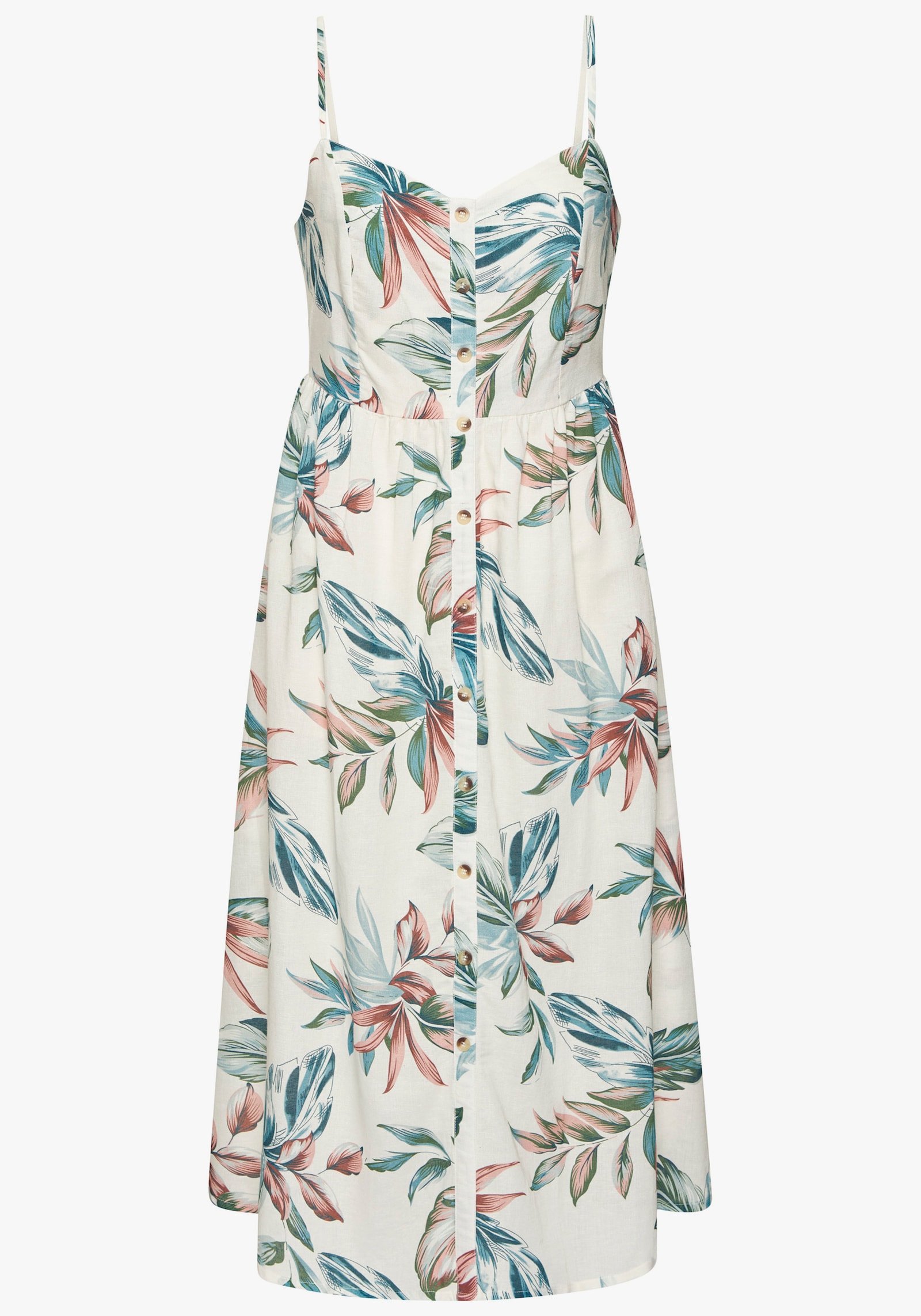 LASCANA Midikleid - beige-blau bedruckt