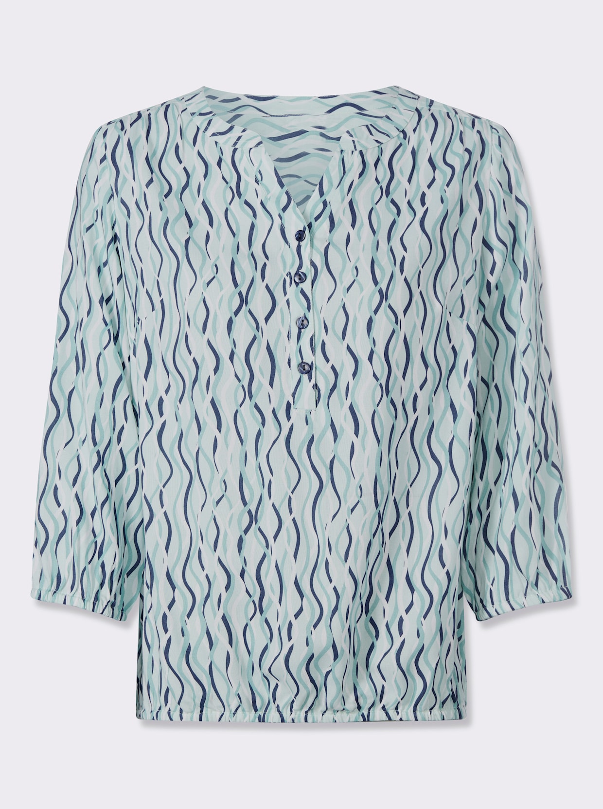 Druckbluse - kalkmint-weiß-bedruckt