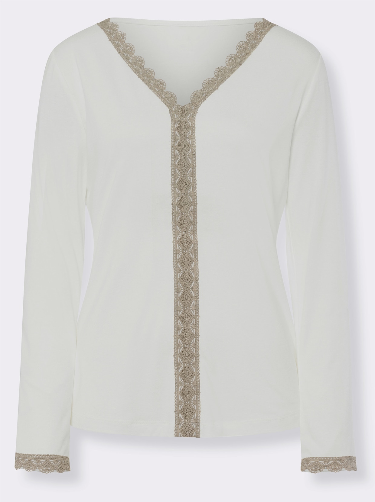 heine Shirt met V-hals - ecru