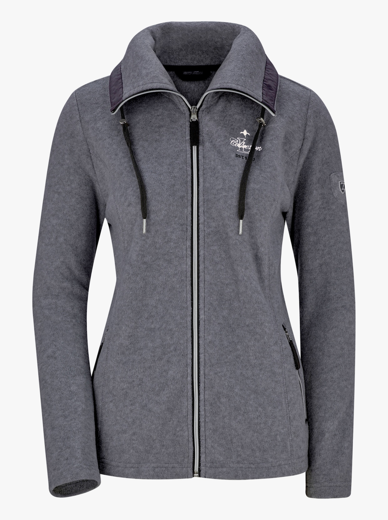 Fleecejacke mit schrägen Reißverschluss-Taschen - dunkelgrau-meliert