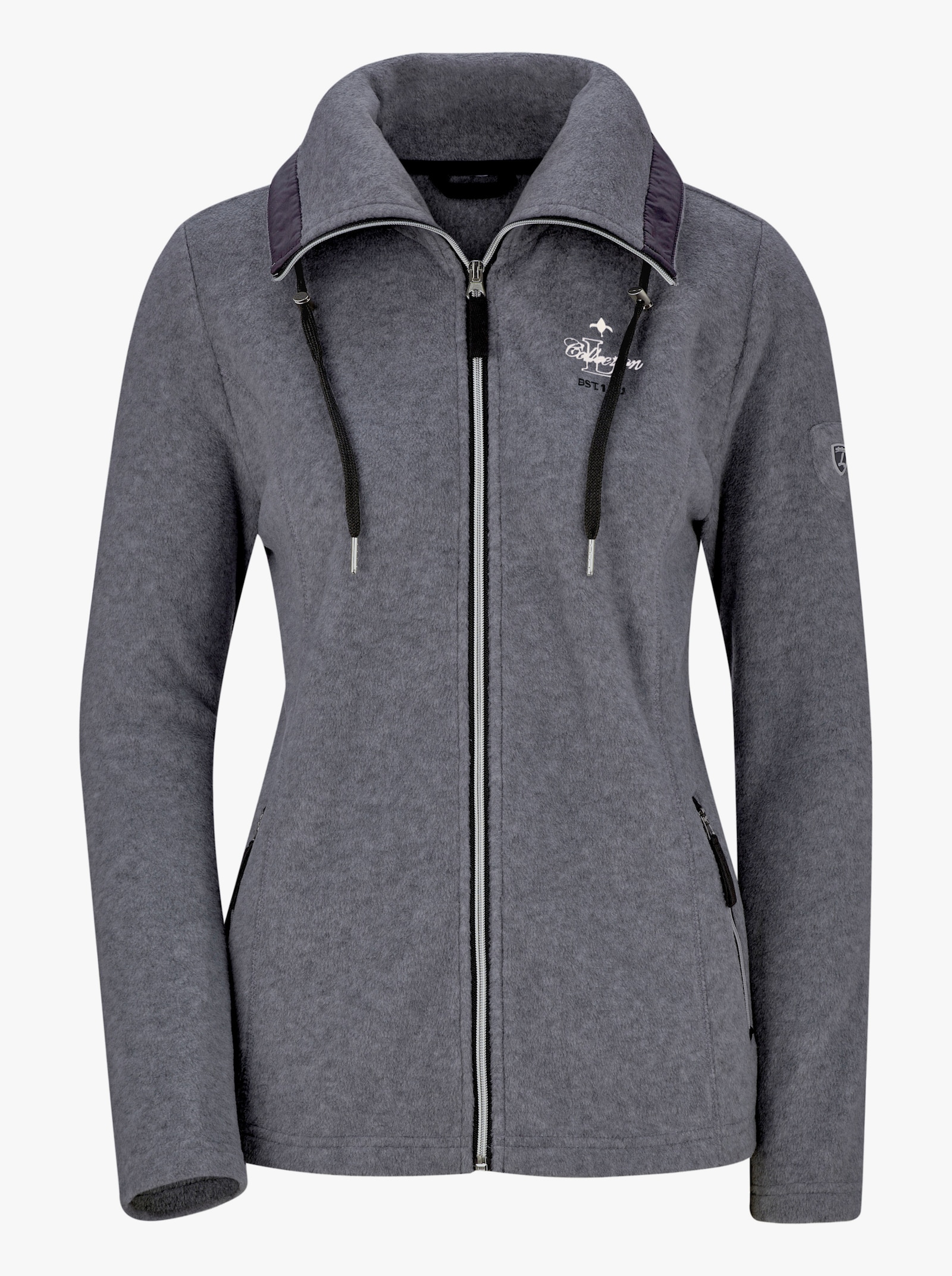 Fleecejacke mit schrägen Reißverschluss-Taschen - dunkelgrau-meliert