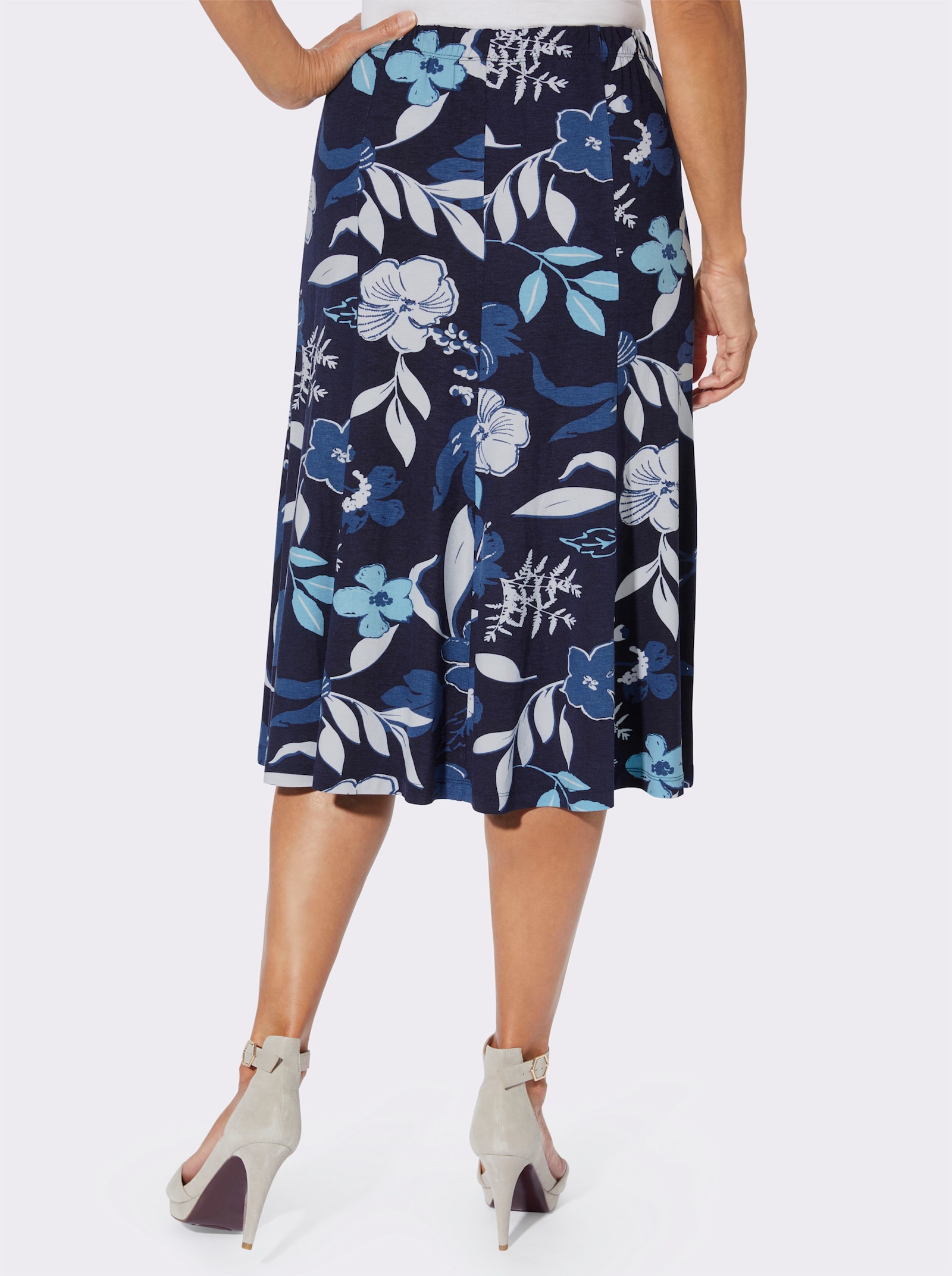 Jerseyrock in Viskose-Qualität - marine-jeansblau-bedruckt