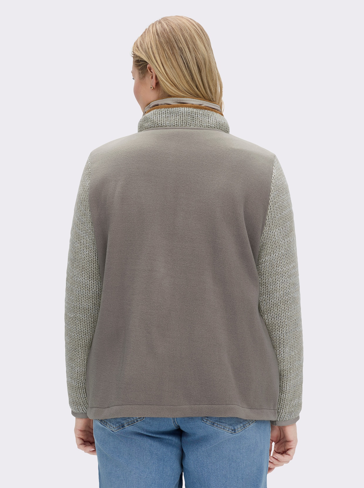 Fleecejacke - taupe-ecru-meliert