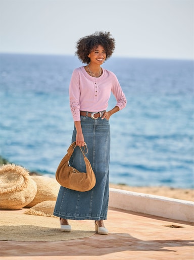 heine Langarmshirt mit Spitze - rosé