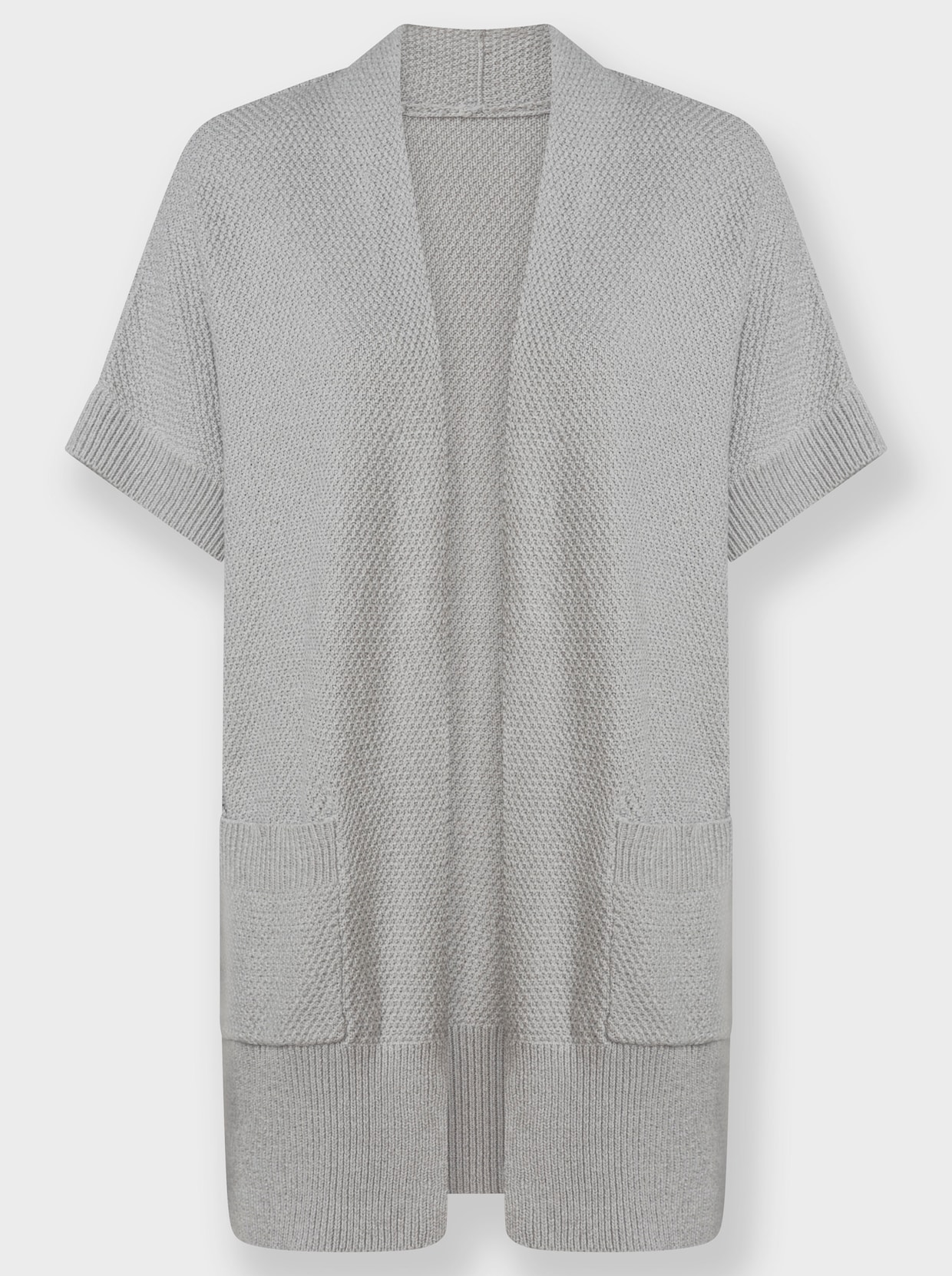 Longstrickjacke - steingrau-meliert