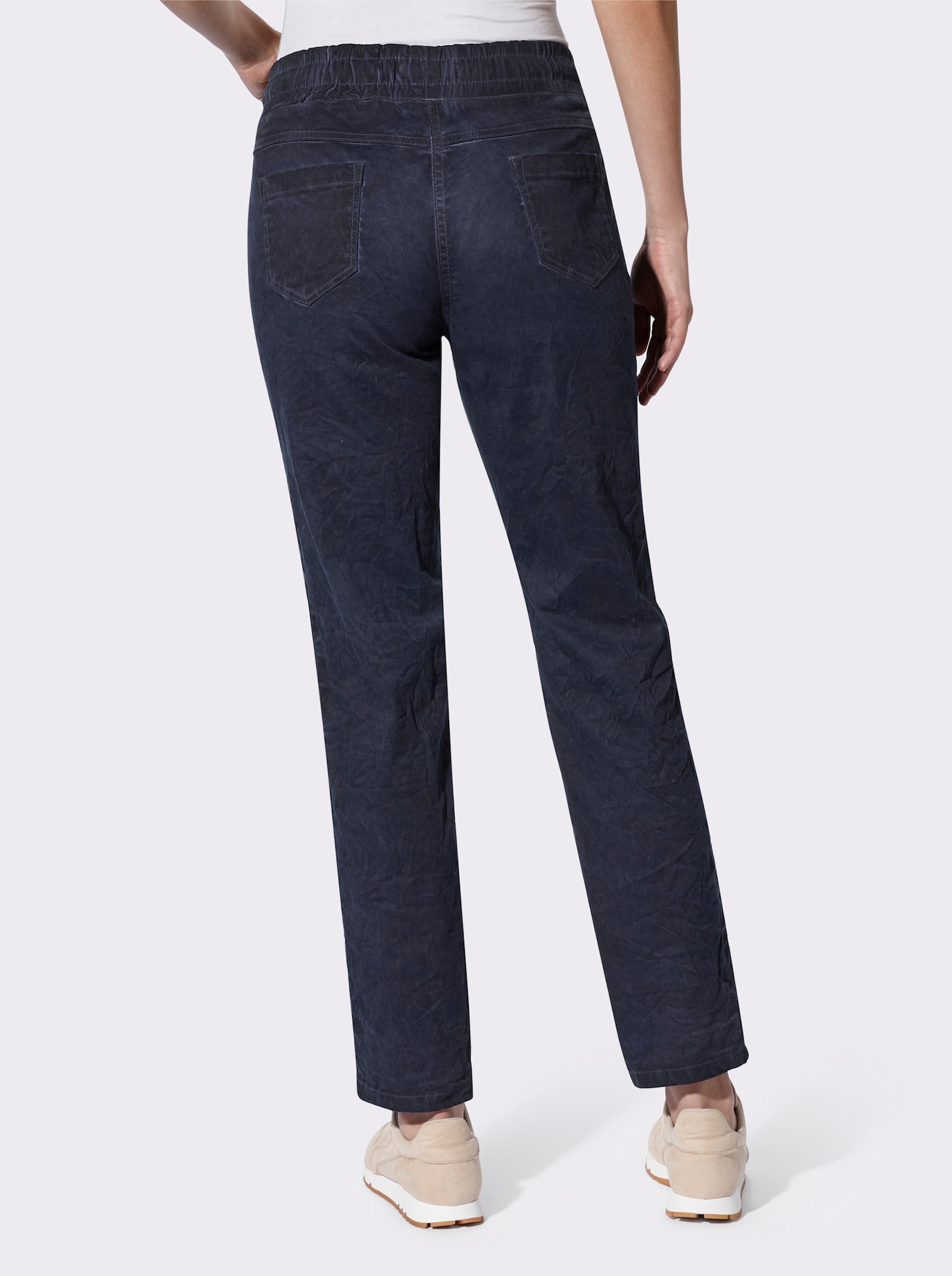 heine Comfortbroek van crinkle-stof - marine