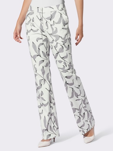 heine Druckhose - ecru-schwarz-bedruckt