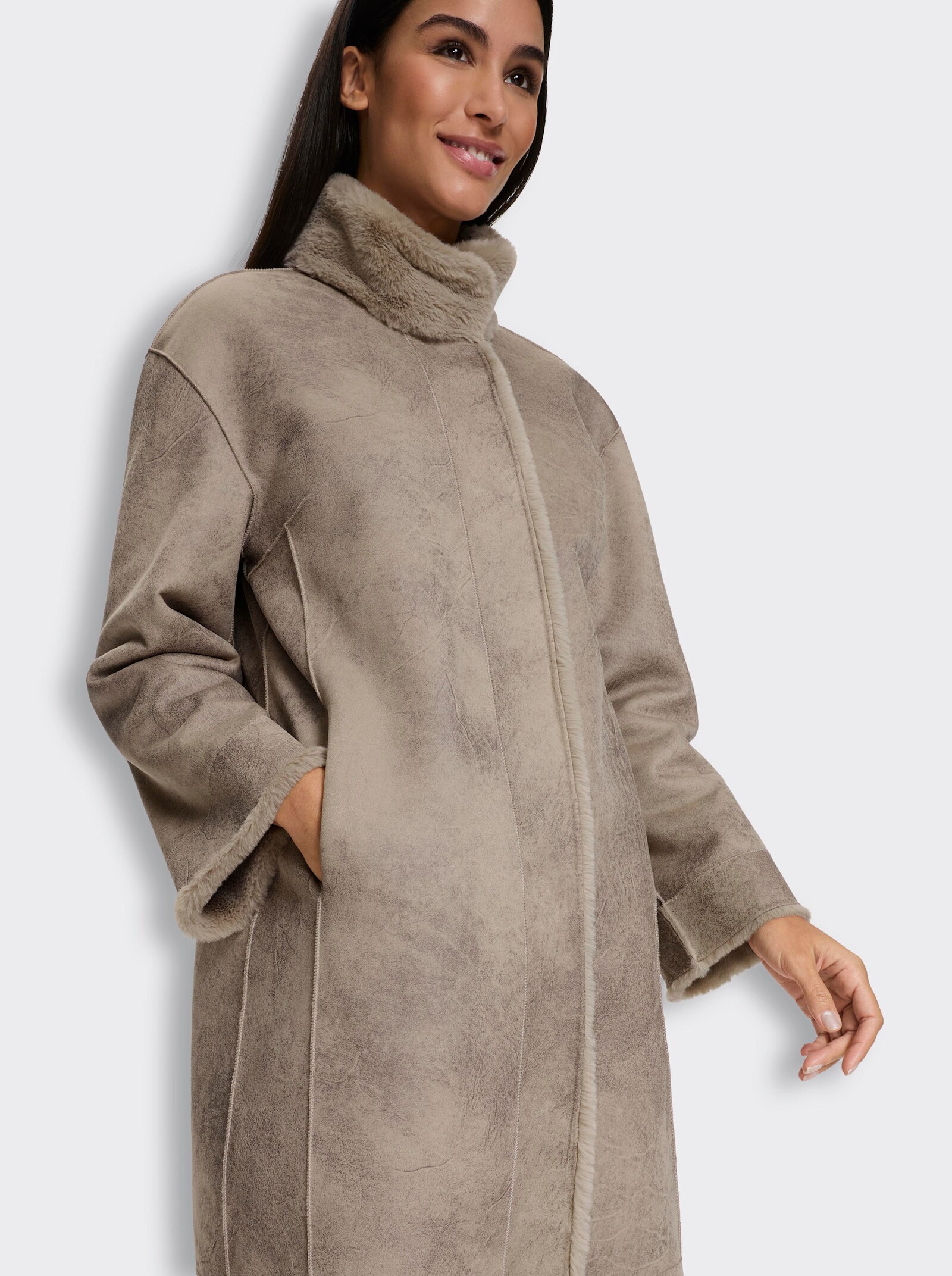 heine Mantel zum Wenden - sesam-taupe-meliert