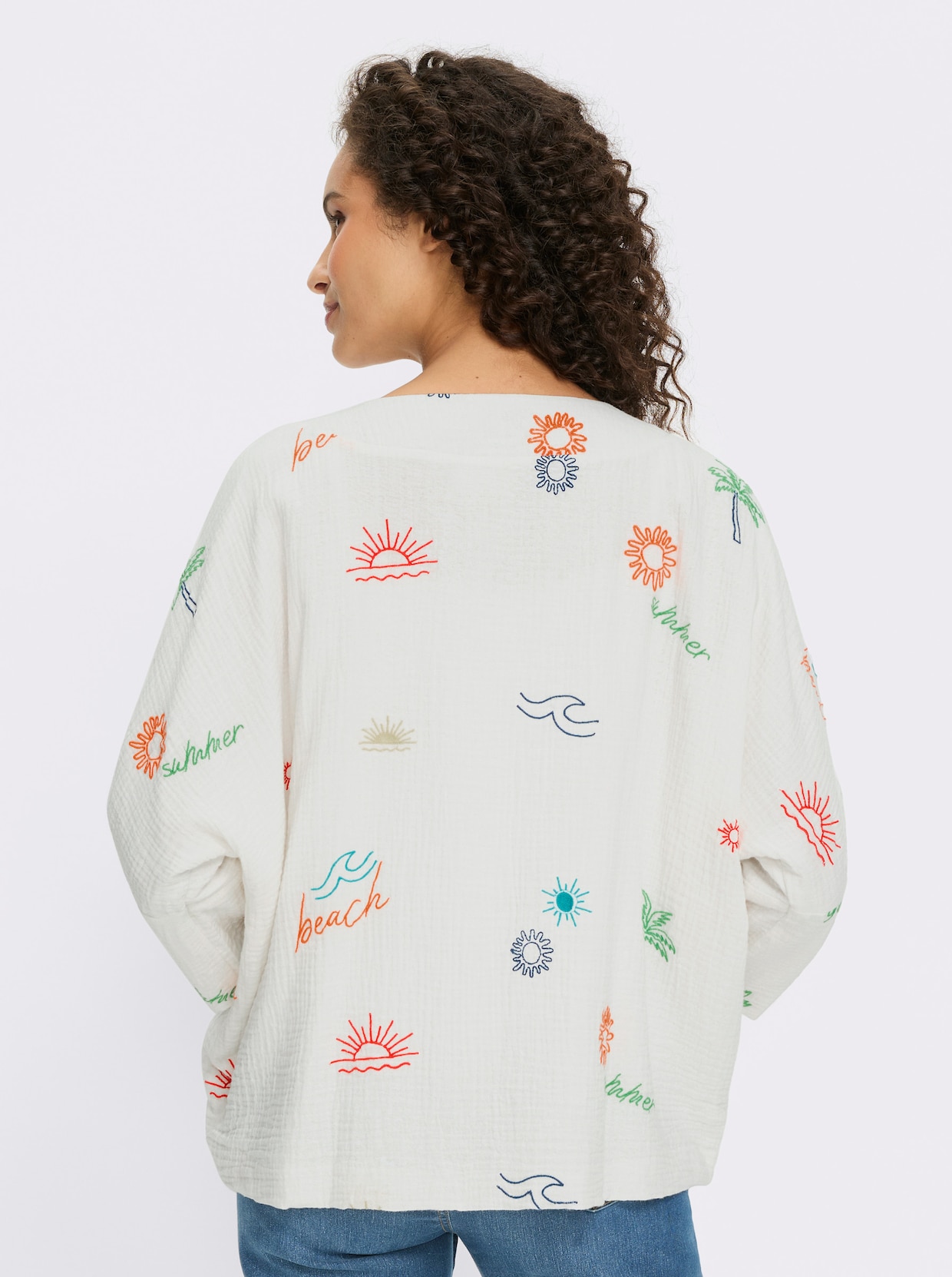 heine Blusenjacke - ecru-erdbeere-gemustert