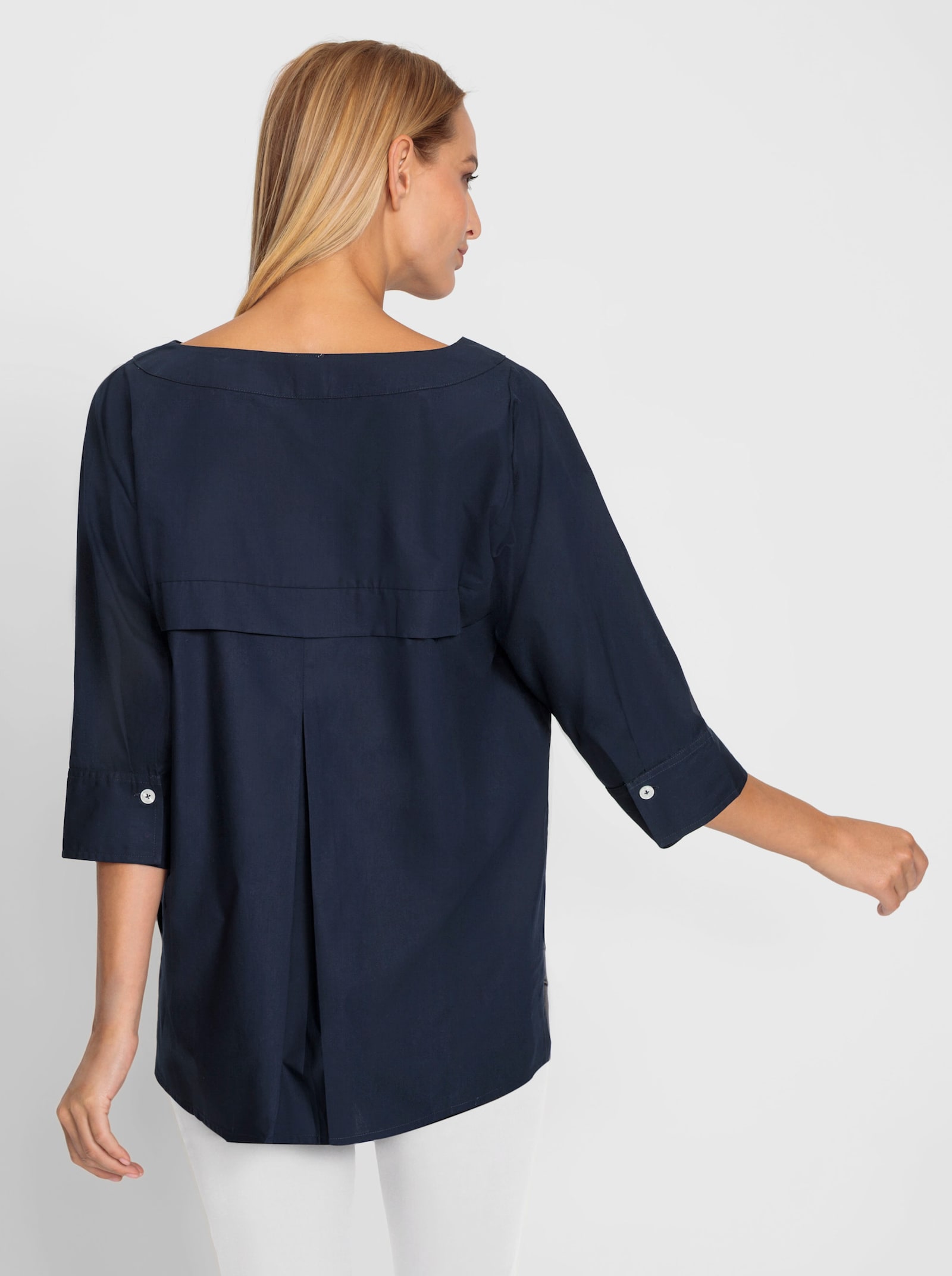 heine Schlupf-Bluse mit 3/4-Ärmeln mit Manschette - marine