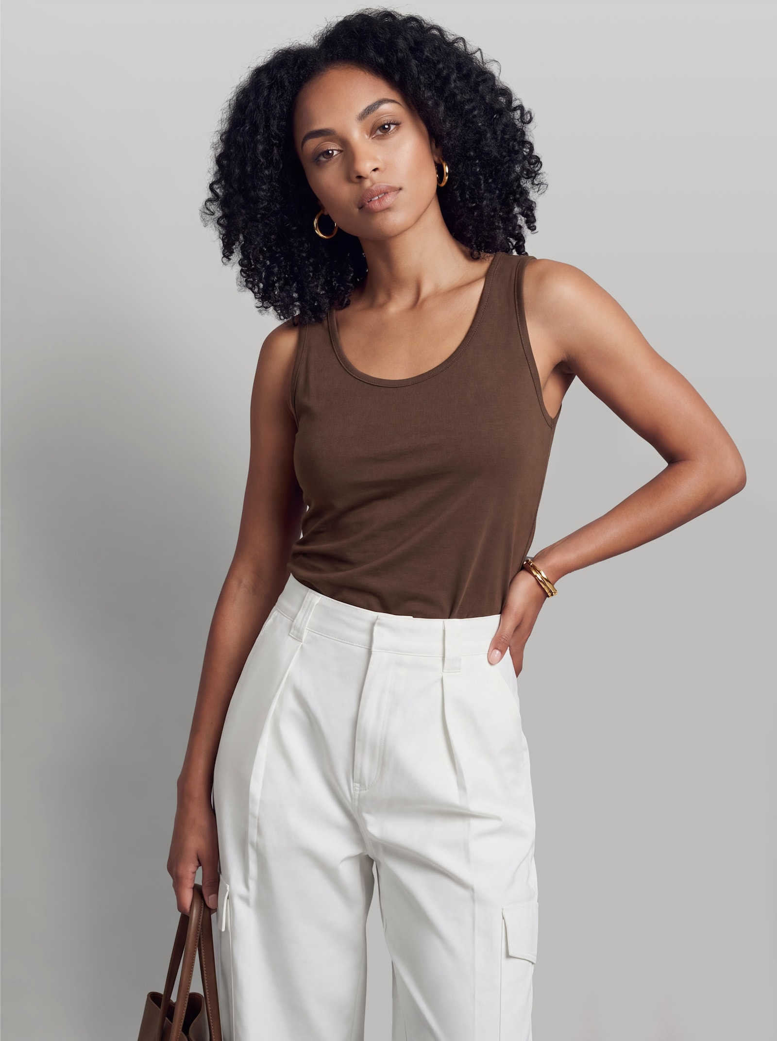 heine Shirttop mit Rundhals-Ausschnitt - schoko