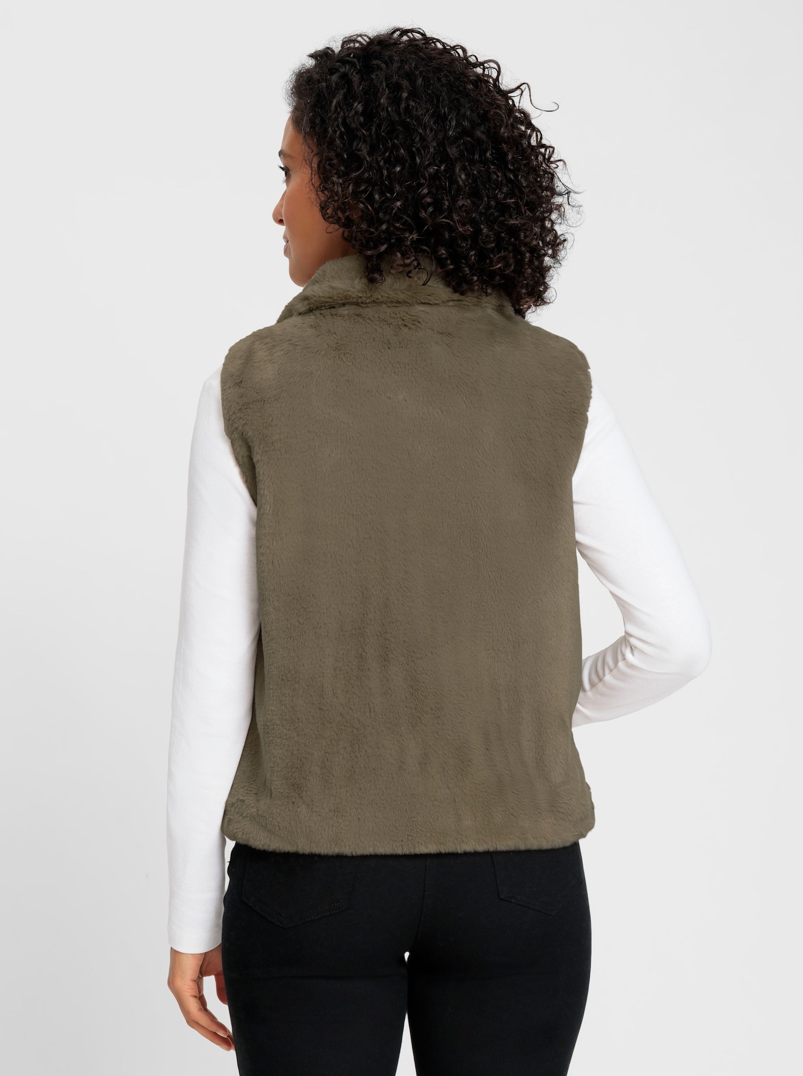 Fellimitatweste in kürzerer Form - schlamm