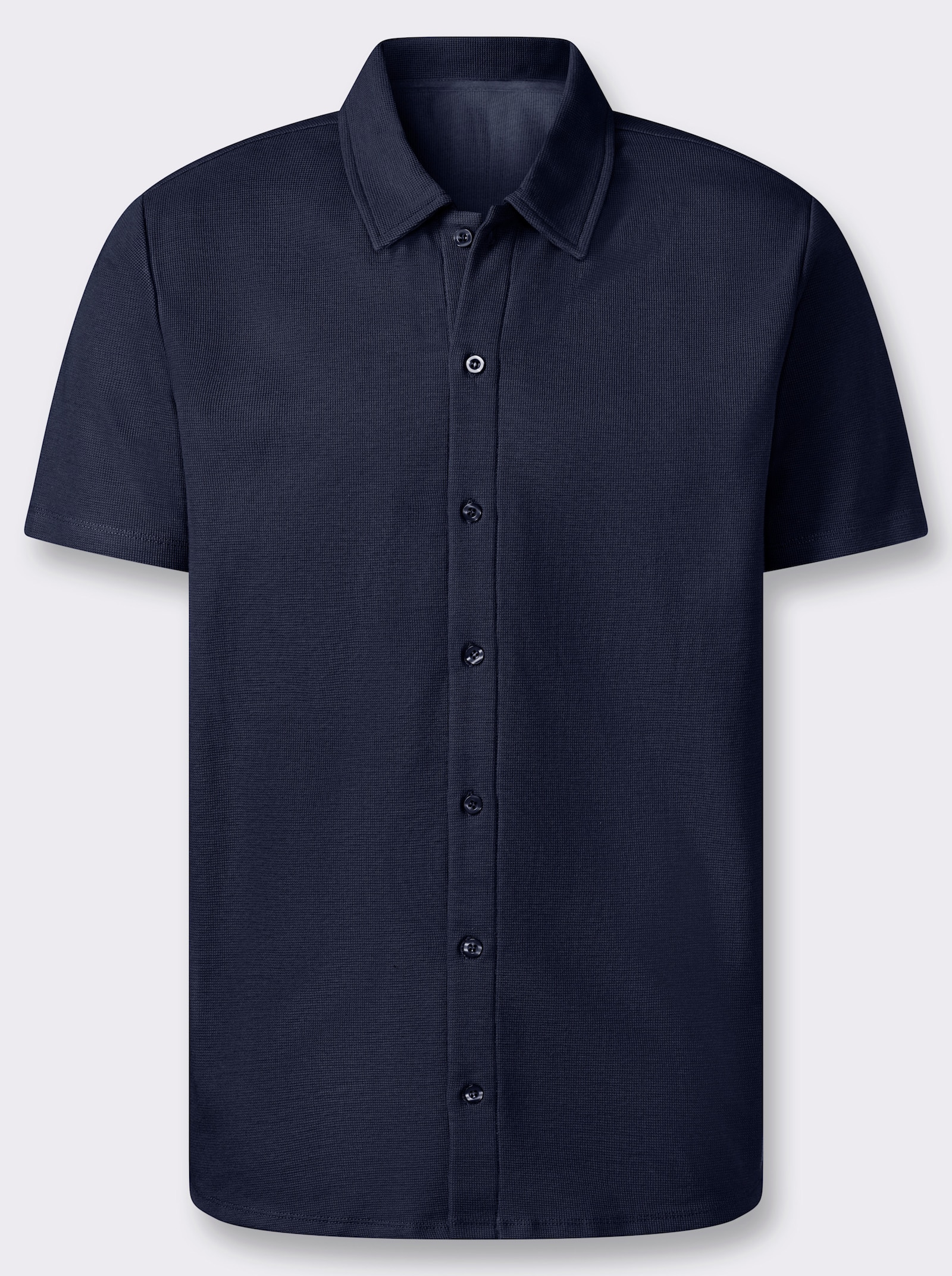 Marco Donati Kurzarmshirt mit Waffel-Struktur, Baumwolle - marine