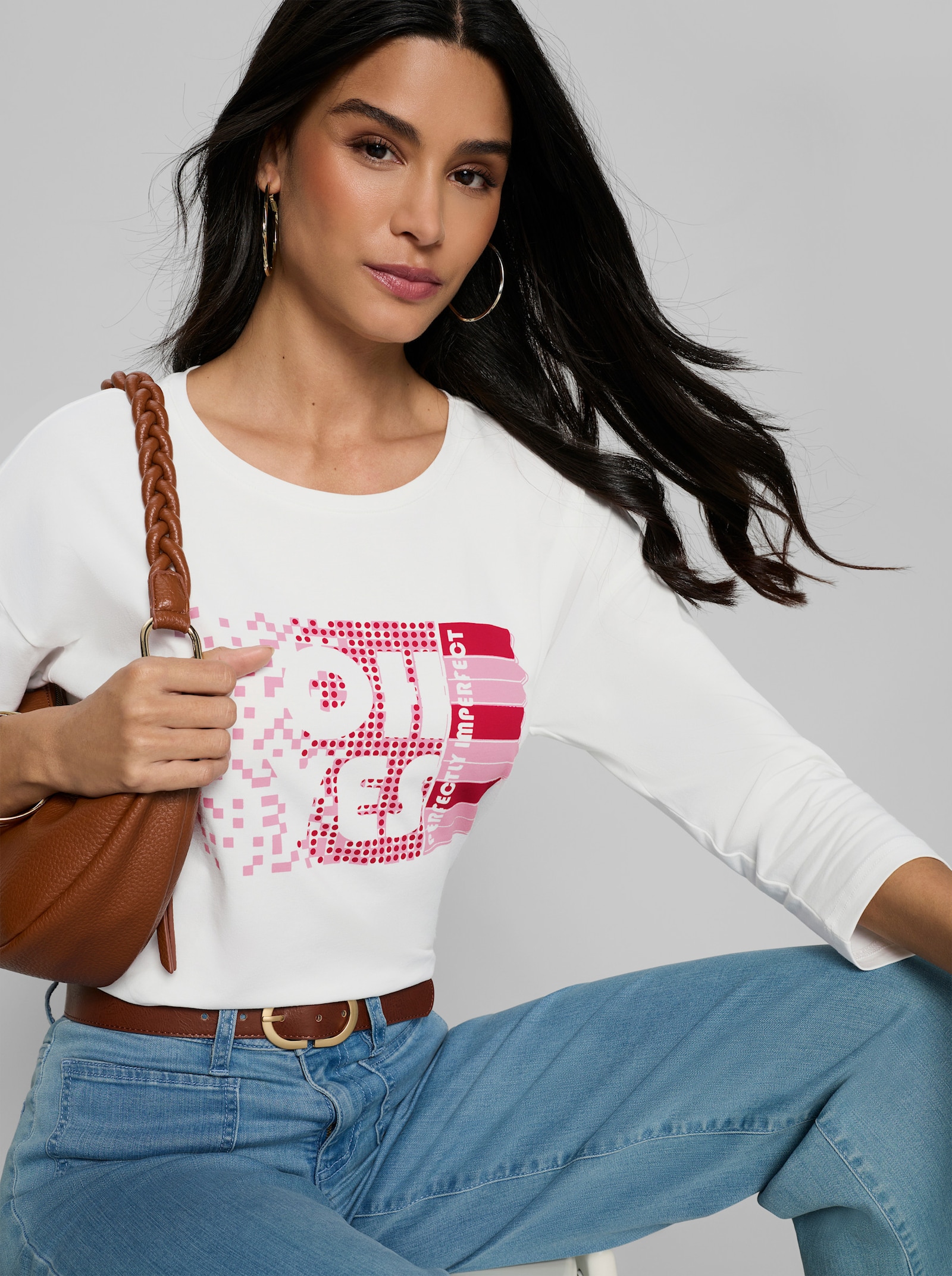 heine 3/4-Arm-Shirt mit Druck - ecru