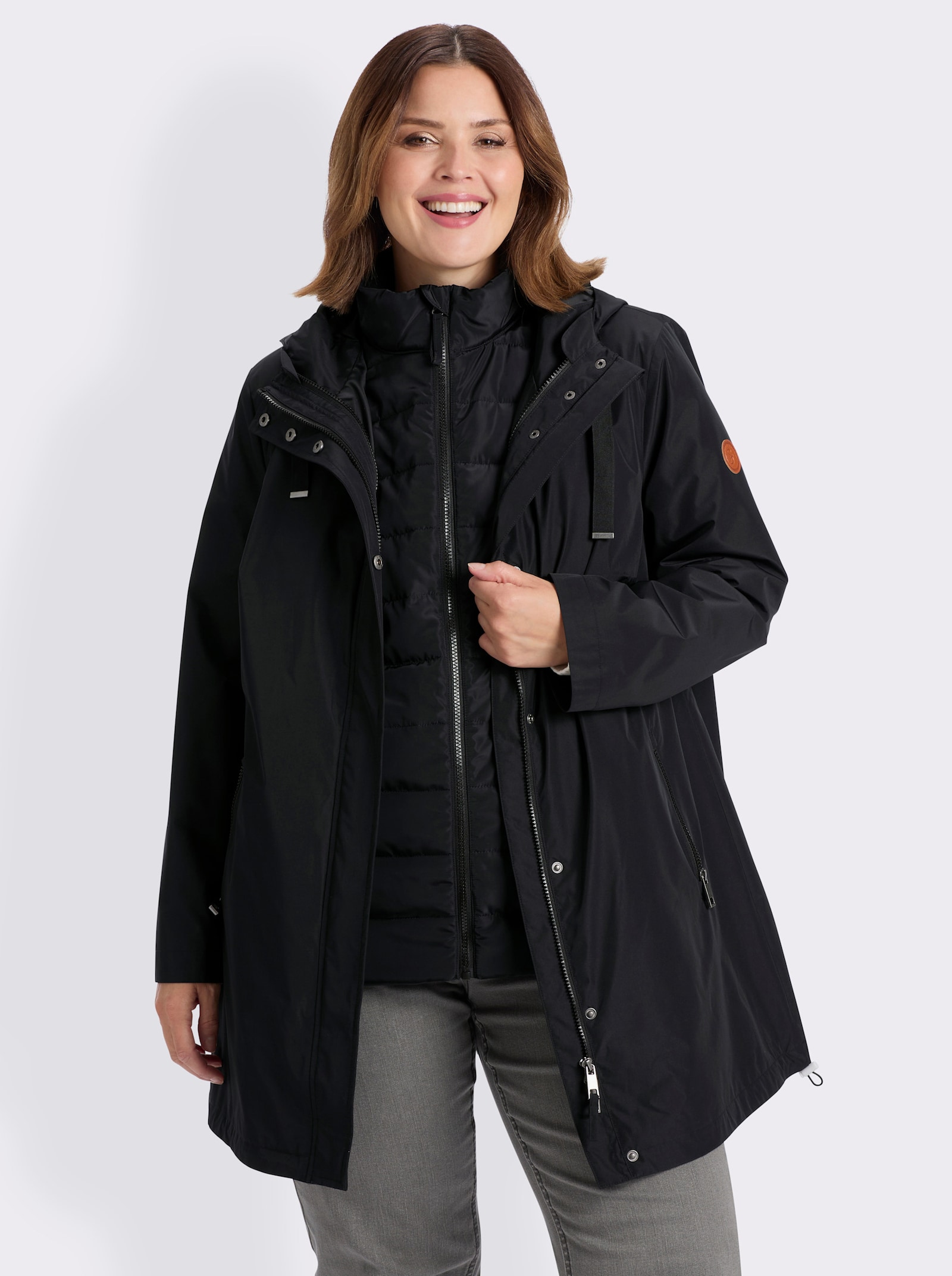 sheego 3-in-1-Funktionsjacke als Jacke oder Weste tragbar - schwarz