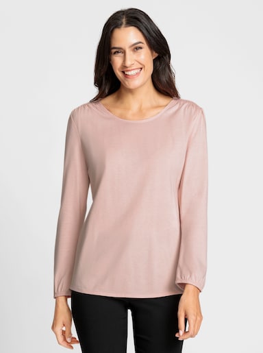 Langarmshirt mit Smokpartien - puder