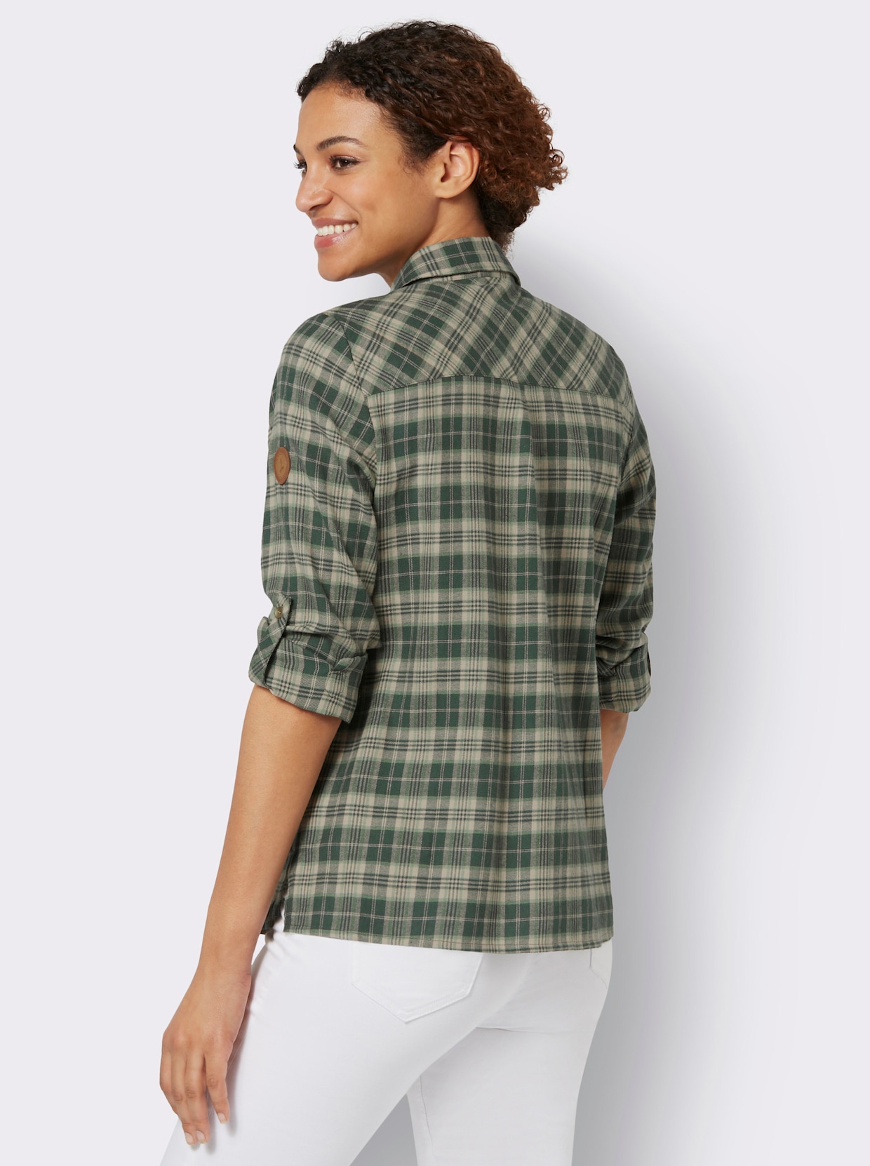 Flanell-Bluse - eucalyptus-sesam-kariert