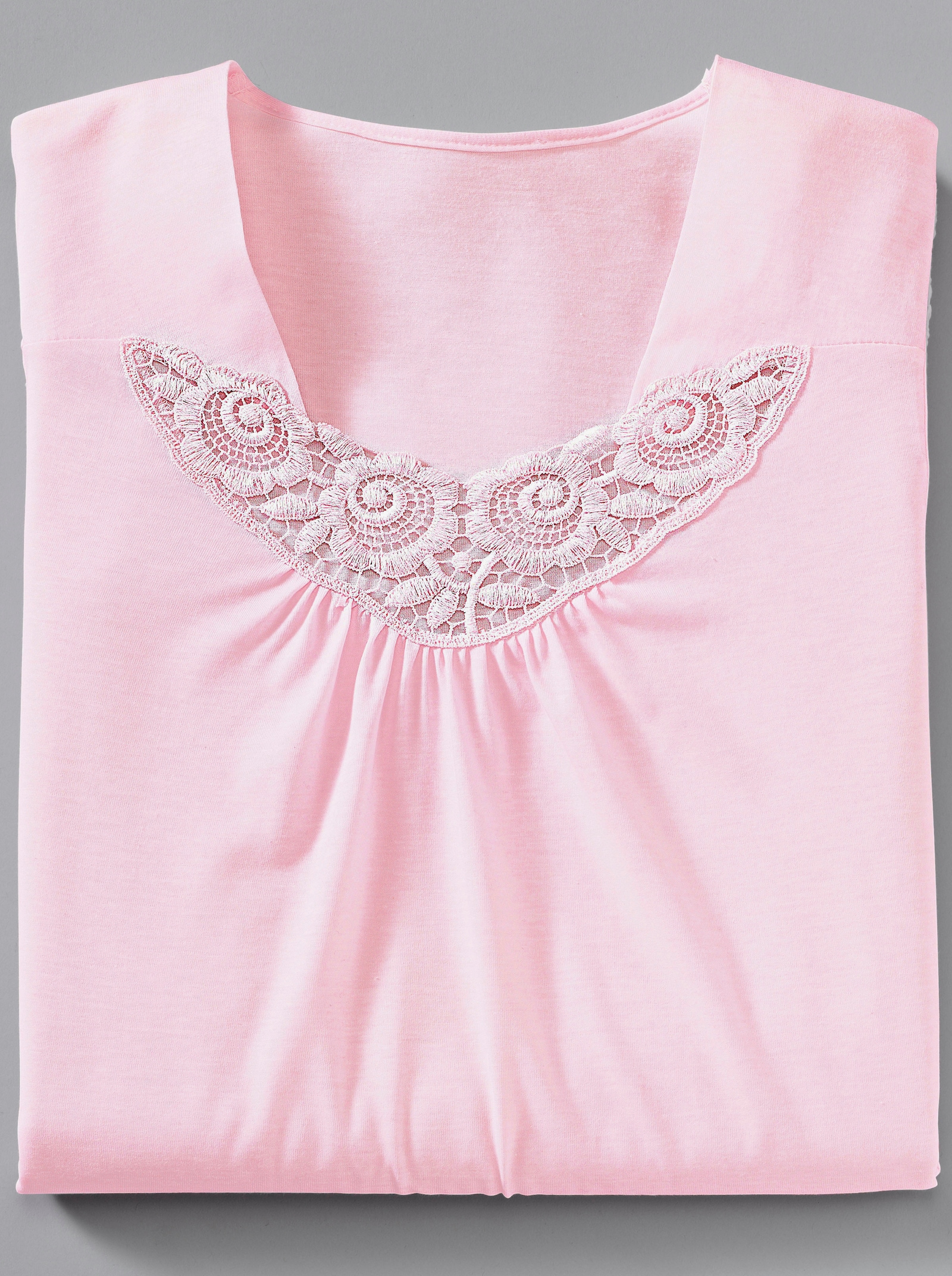 Ascafa Kortärmade nattlinnen med spets, i dubbelpack - ljusblå + ljusrosa