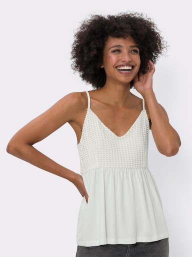 heine Shirttop mit gehäkelter Spitze - ecru