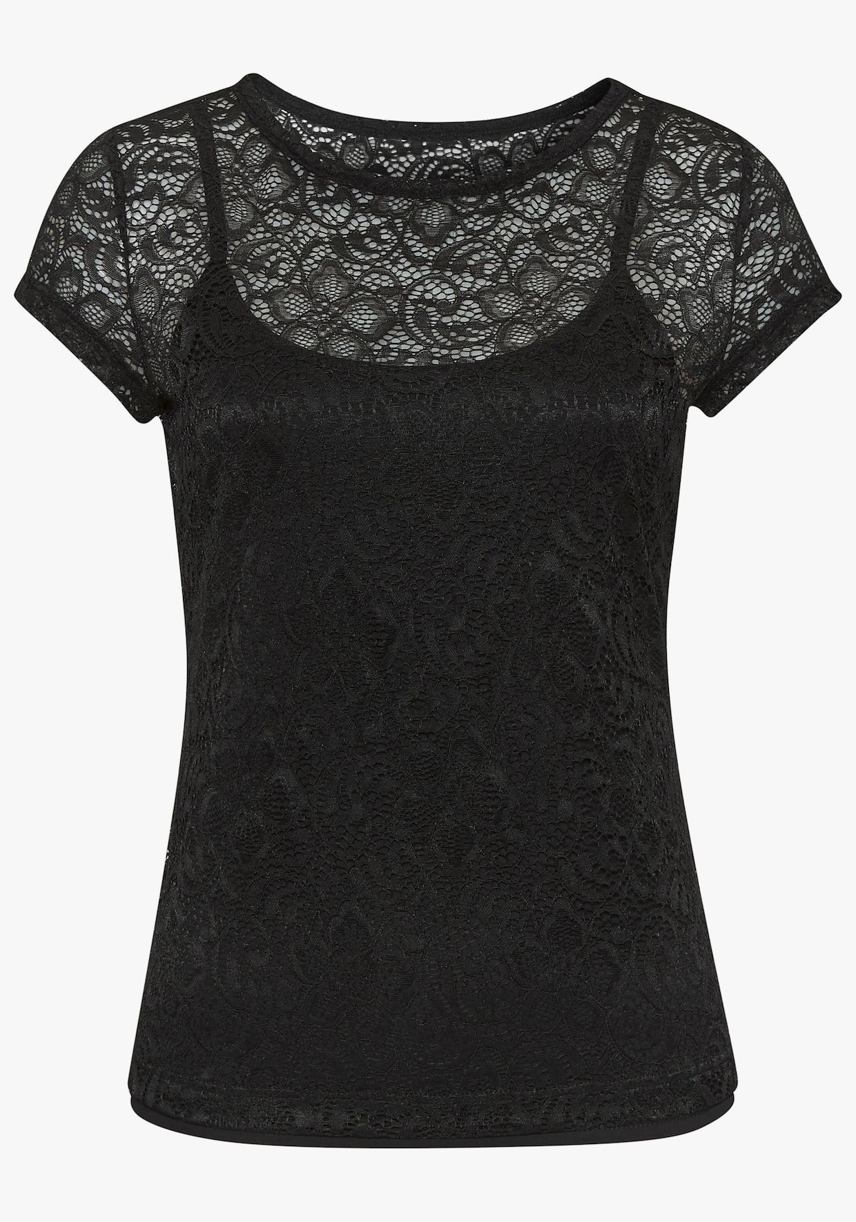 LASCANA T-shirt en dentelle - noir