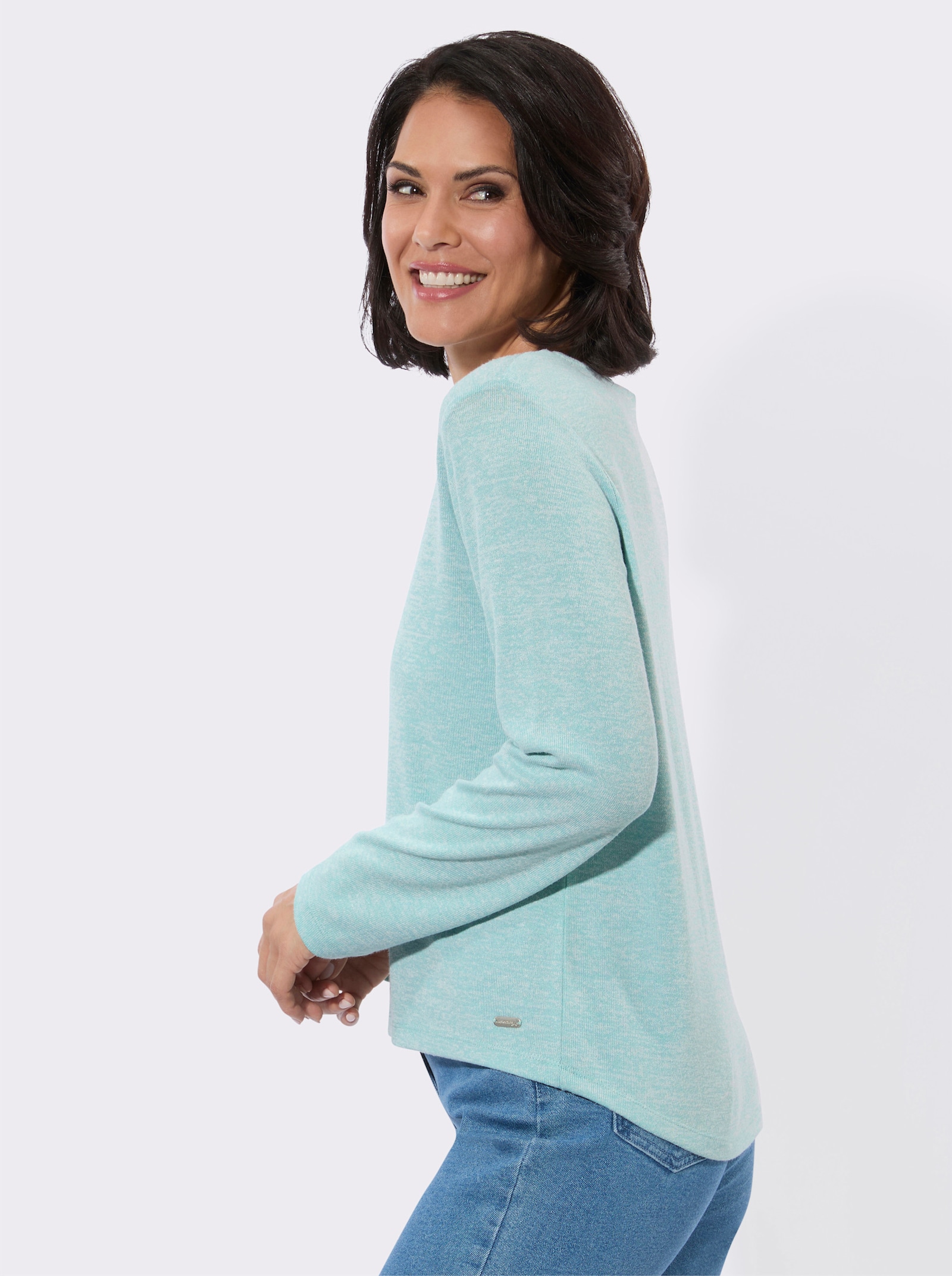 Rundhalsshirt in Melange-Qualität - mint-meliert