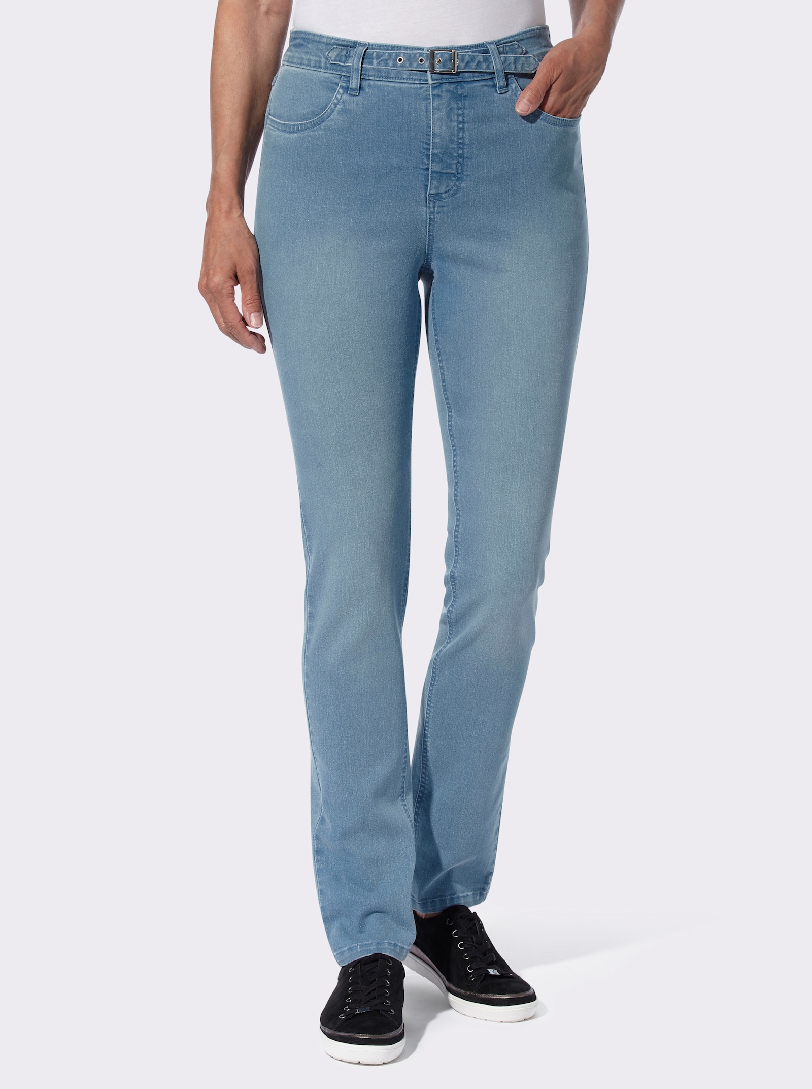 Jeans met comfortband achter - blue-bleached