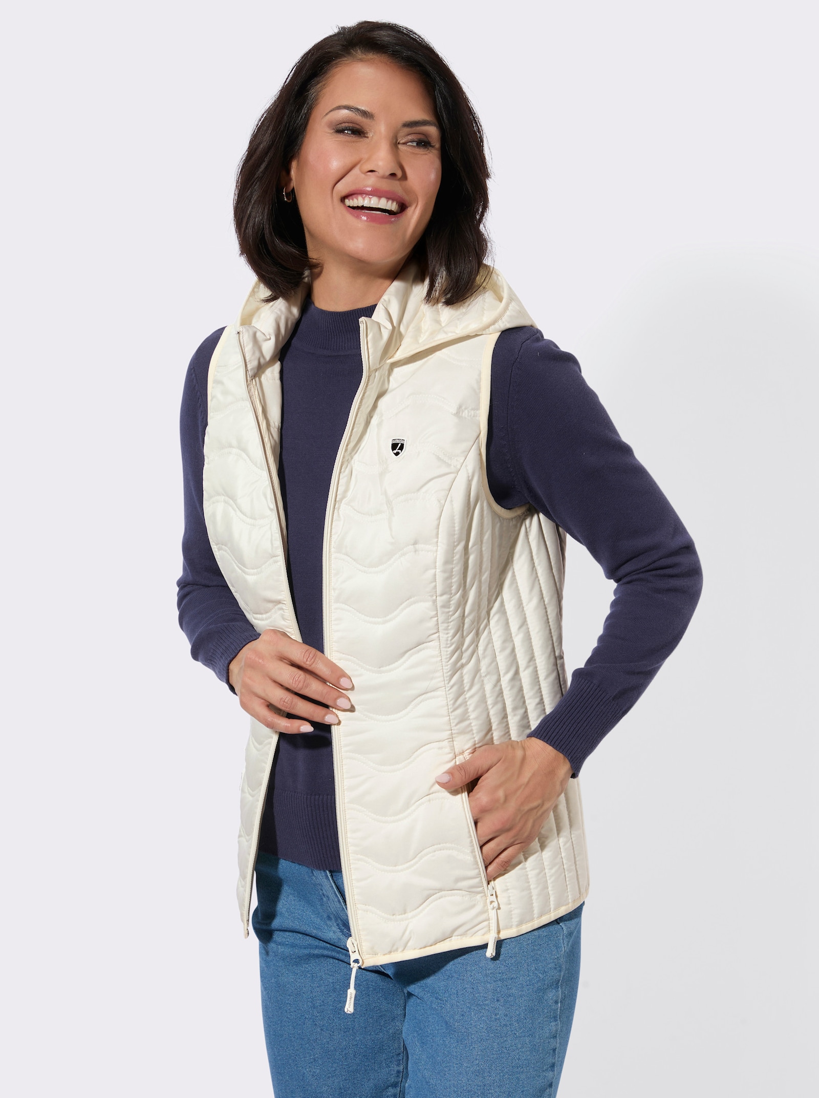 Steppweste mit verschiedener Steppung - ecru