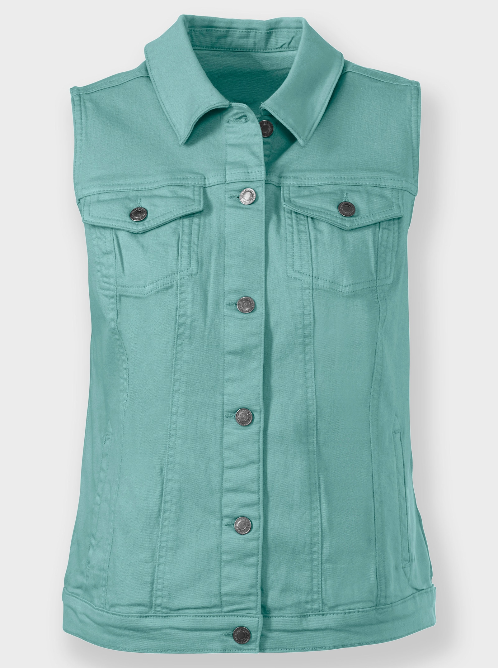 Jeansweste mit weitenverstellbarem Saum - salbei