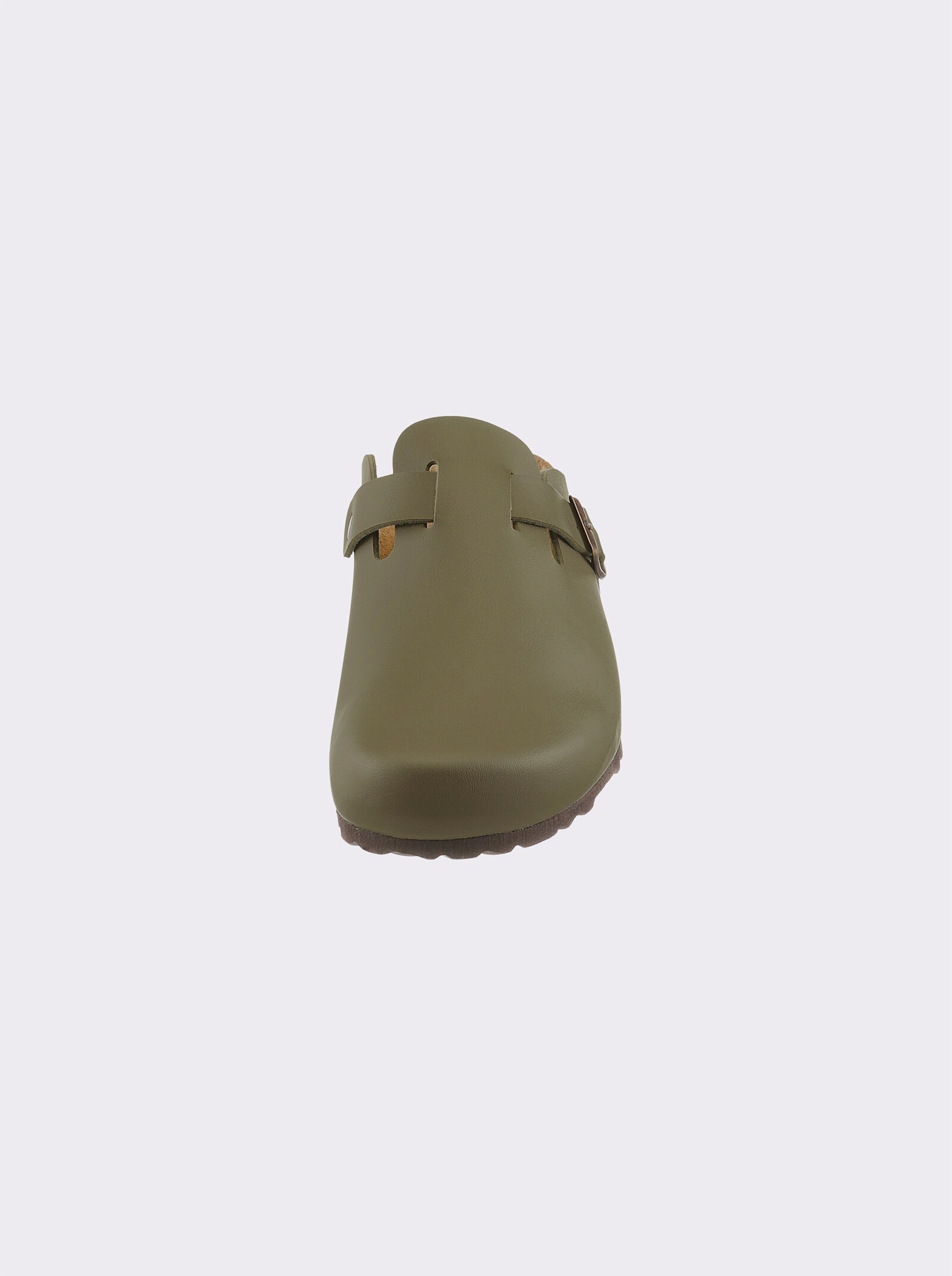 Bio Time Pantoffel aus Leder-Imitat, kräftige Füße - khaki