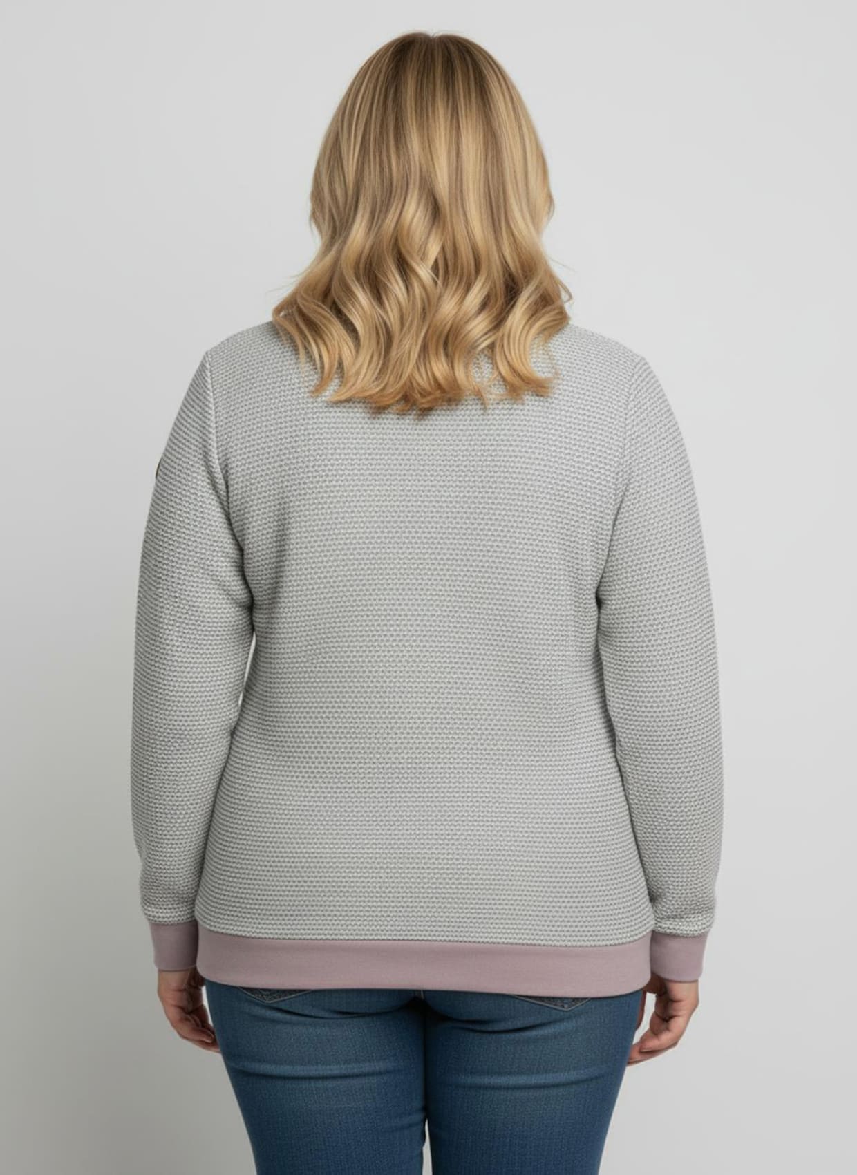 Sweatshirt mit Troyerkragen - steingrau-mauve