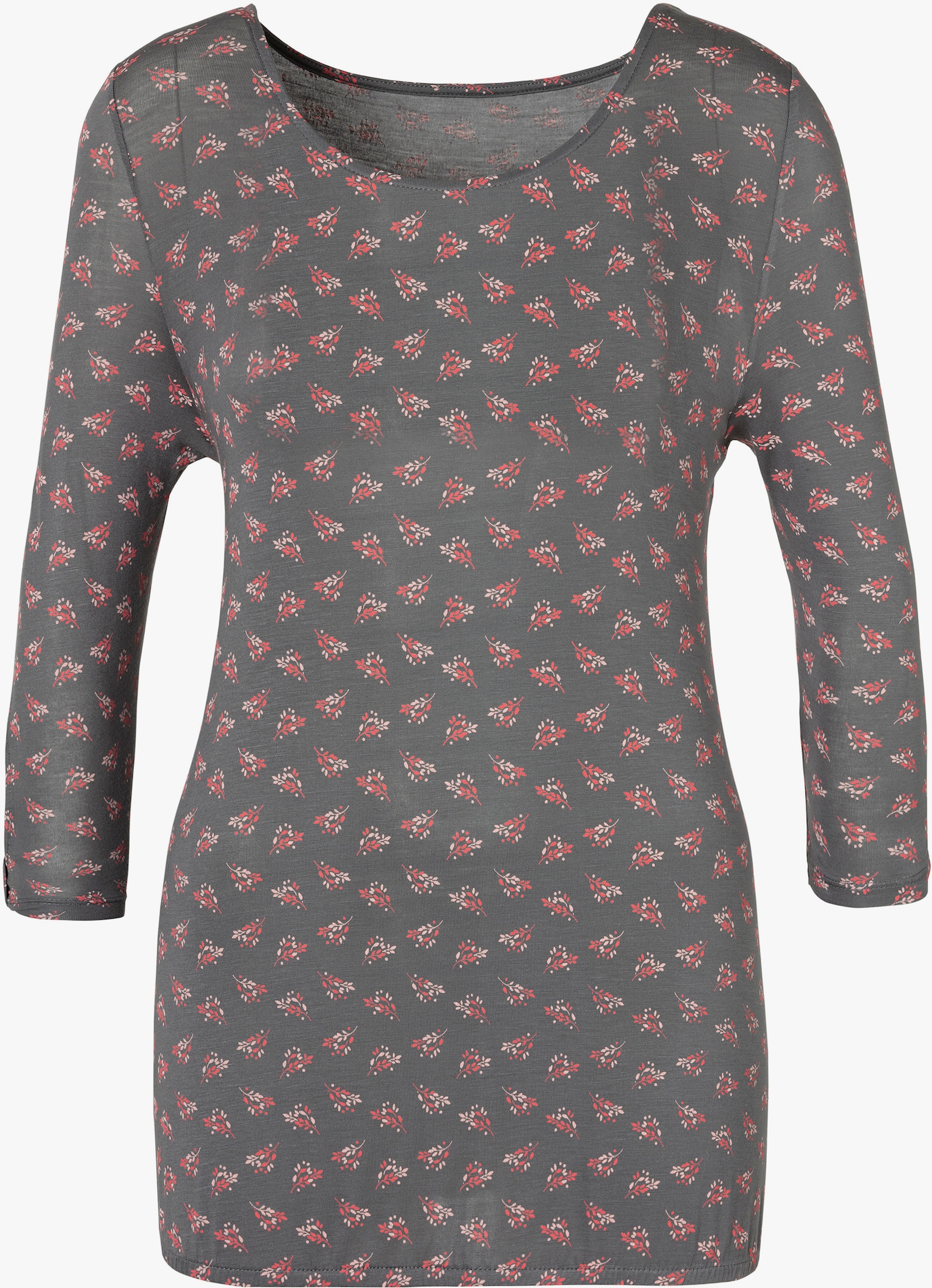 LASCANA 3/4-Arm-Shirt - rot, dunkelgrau