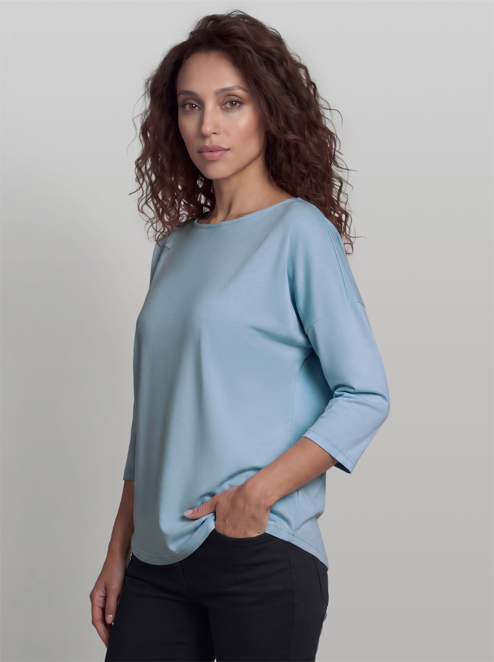 heine 3/4-Arm-Shirt mit Leinen - hellblau