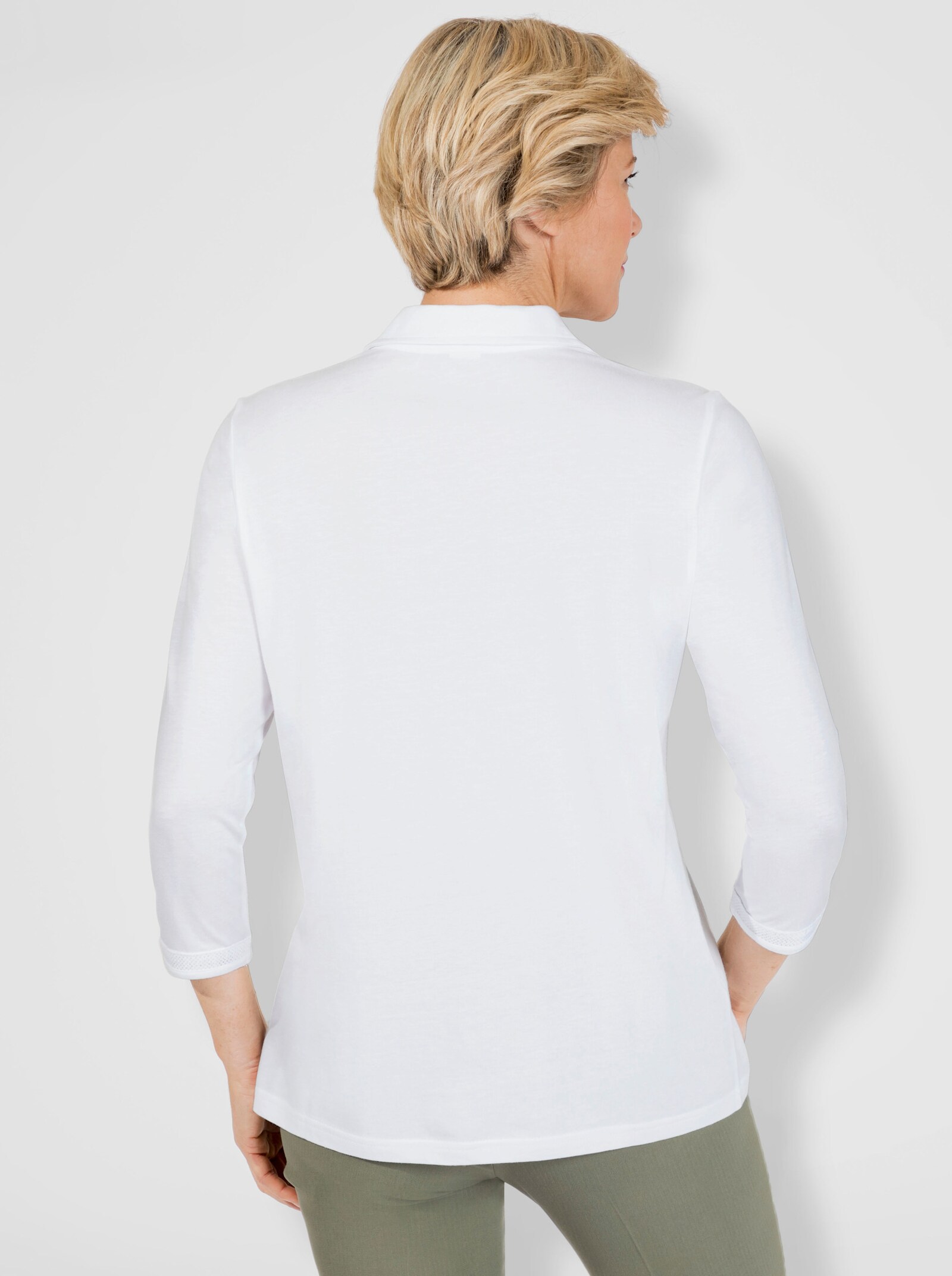 Poloshirt mit Biesen-Verzierung - weiß